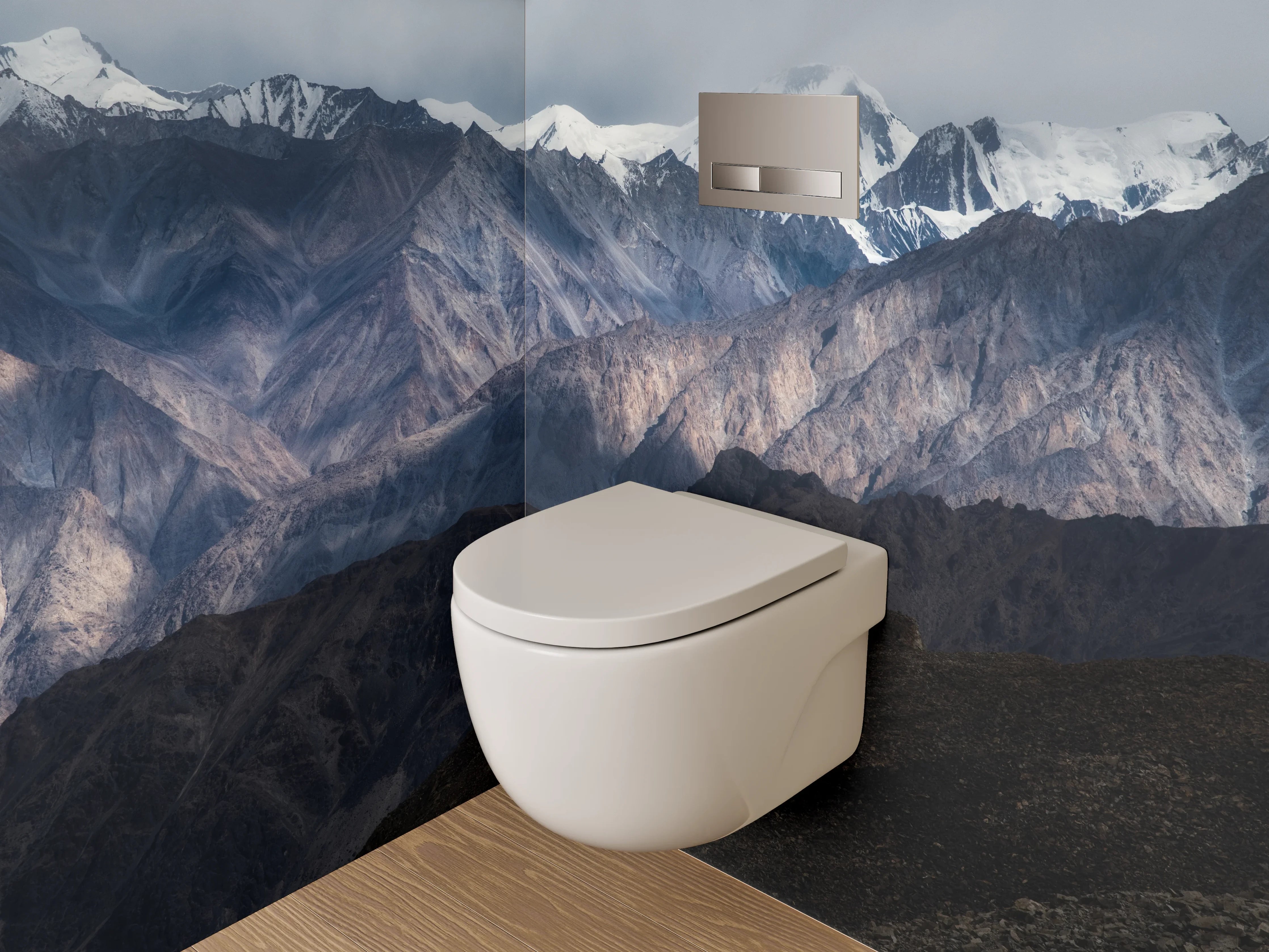 WC-Rückwand - Mystische Berglandschaft mit Schneegipfeln