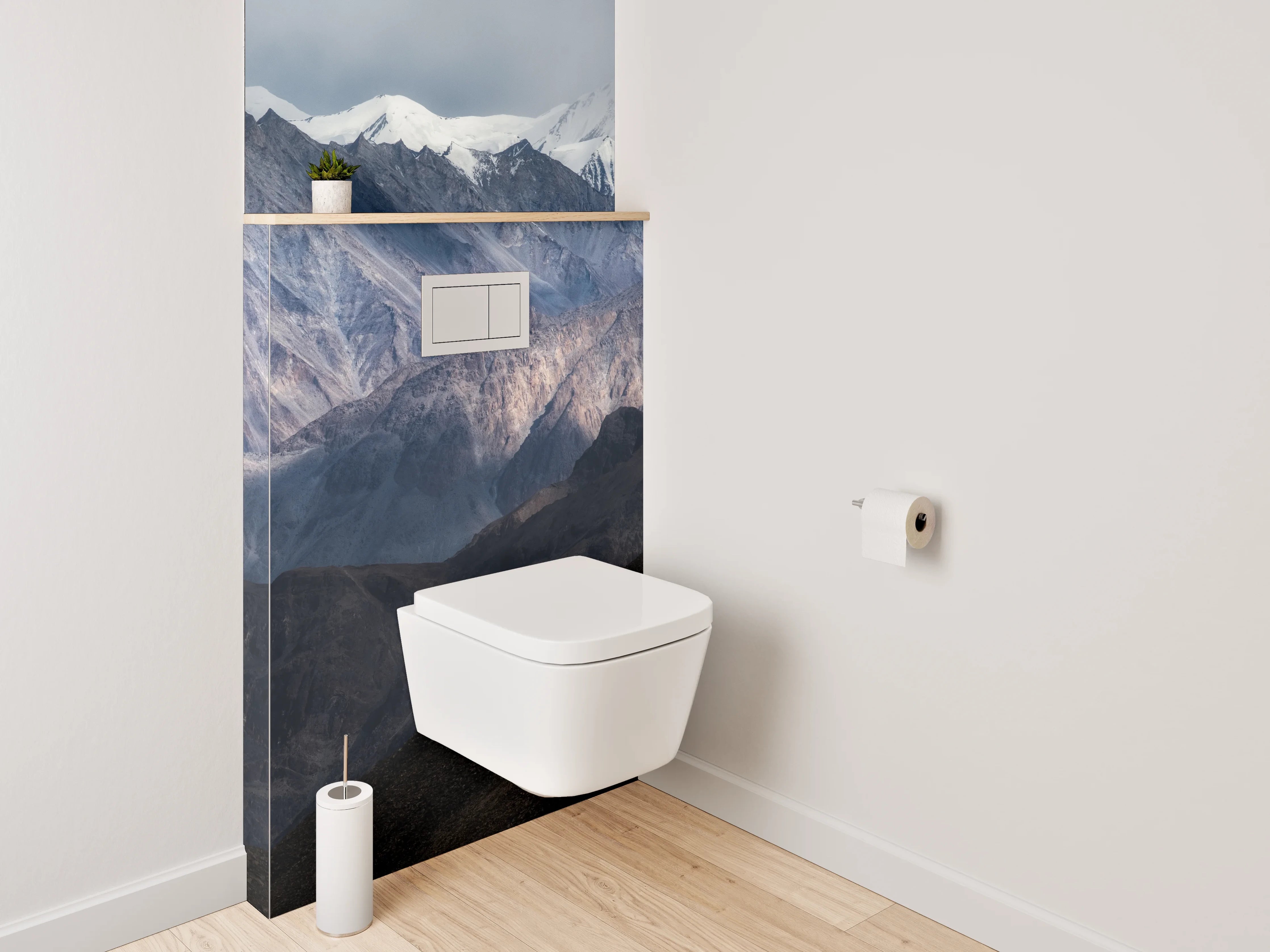 WC-Rückwand - Mystische Berglandschaft mit Schneegipfeln