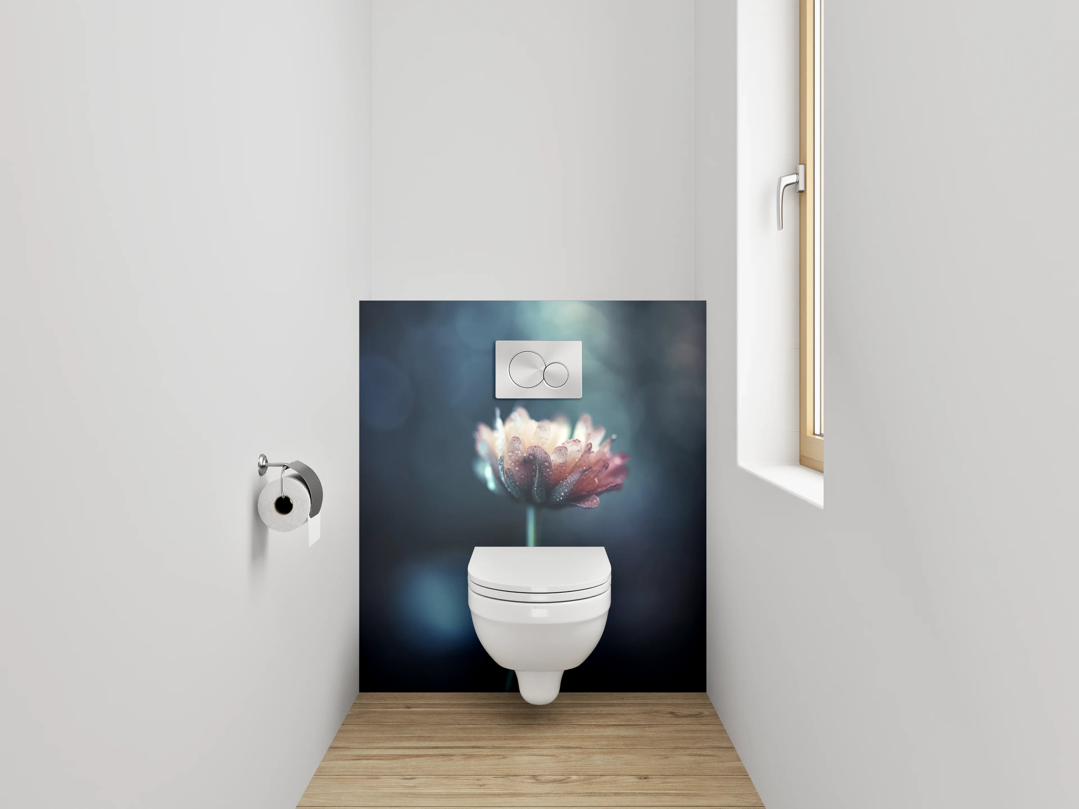 WC-Rückwand - Mystische Blume im Bokeh-Licht