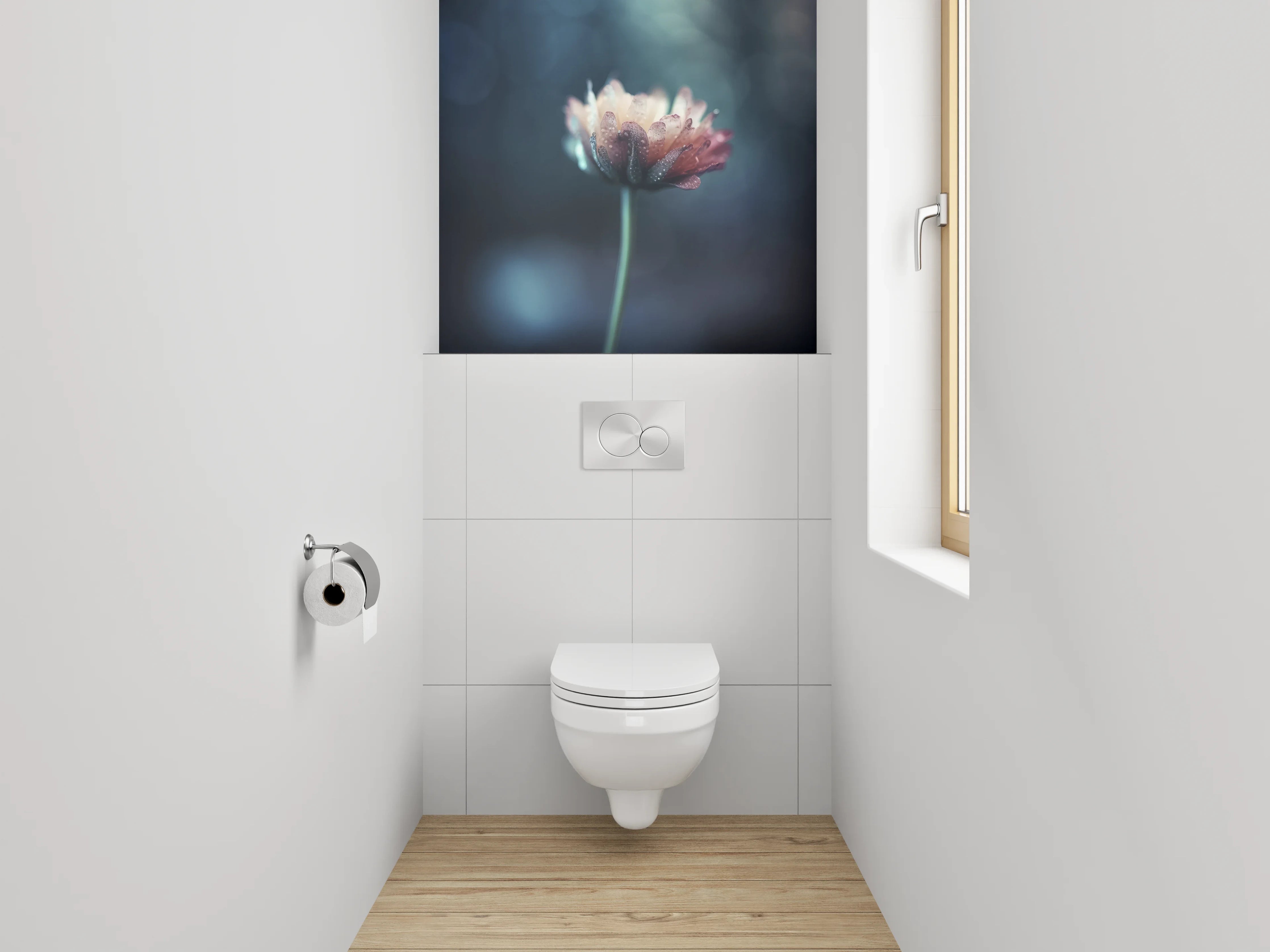 WC-Rückwand - Mystische Blume im Bokeh-Licht