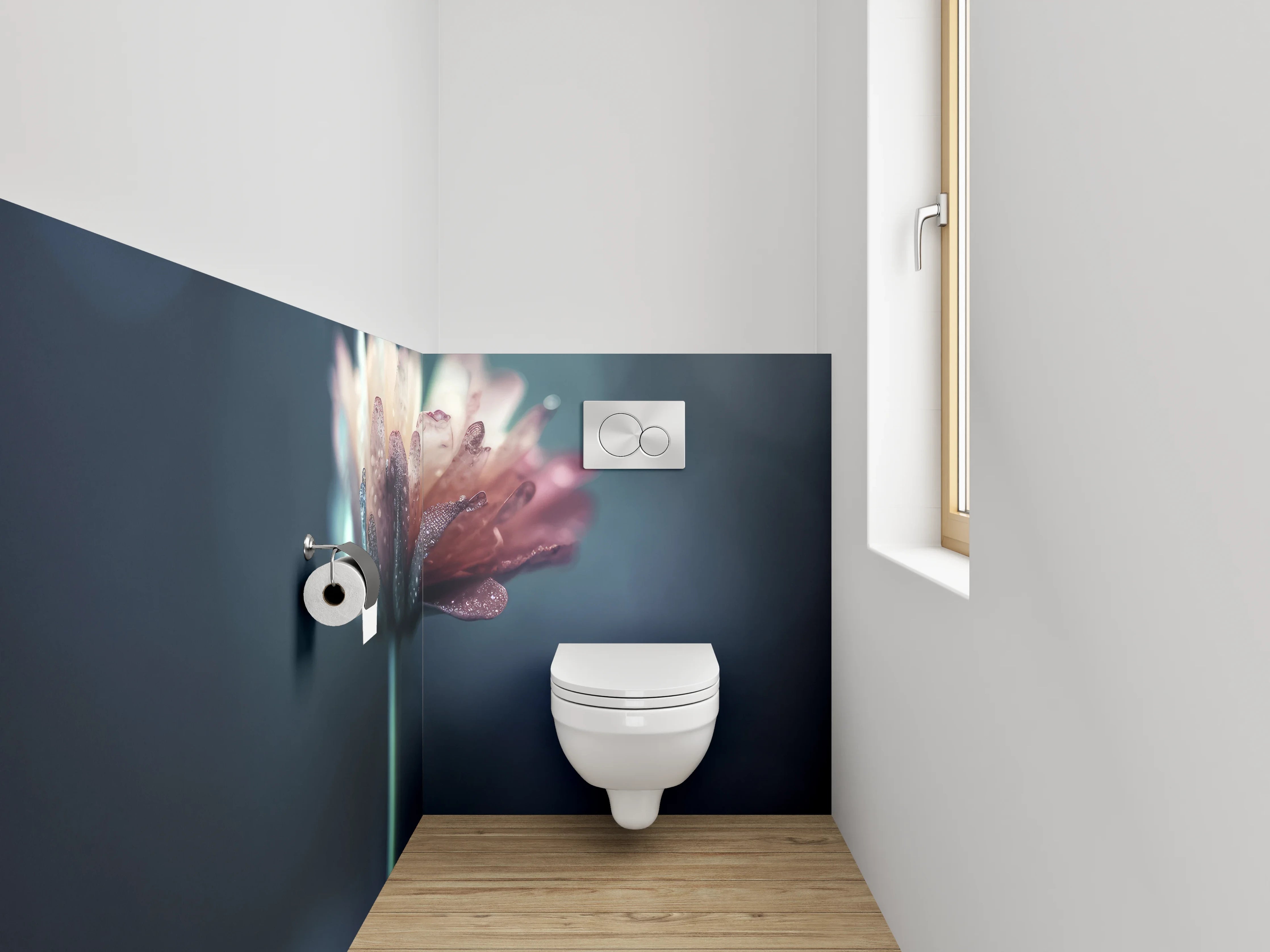 WC-Rückwand - Mystische Blume im Bokeh-Licht