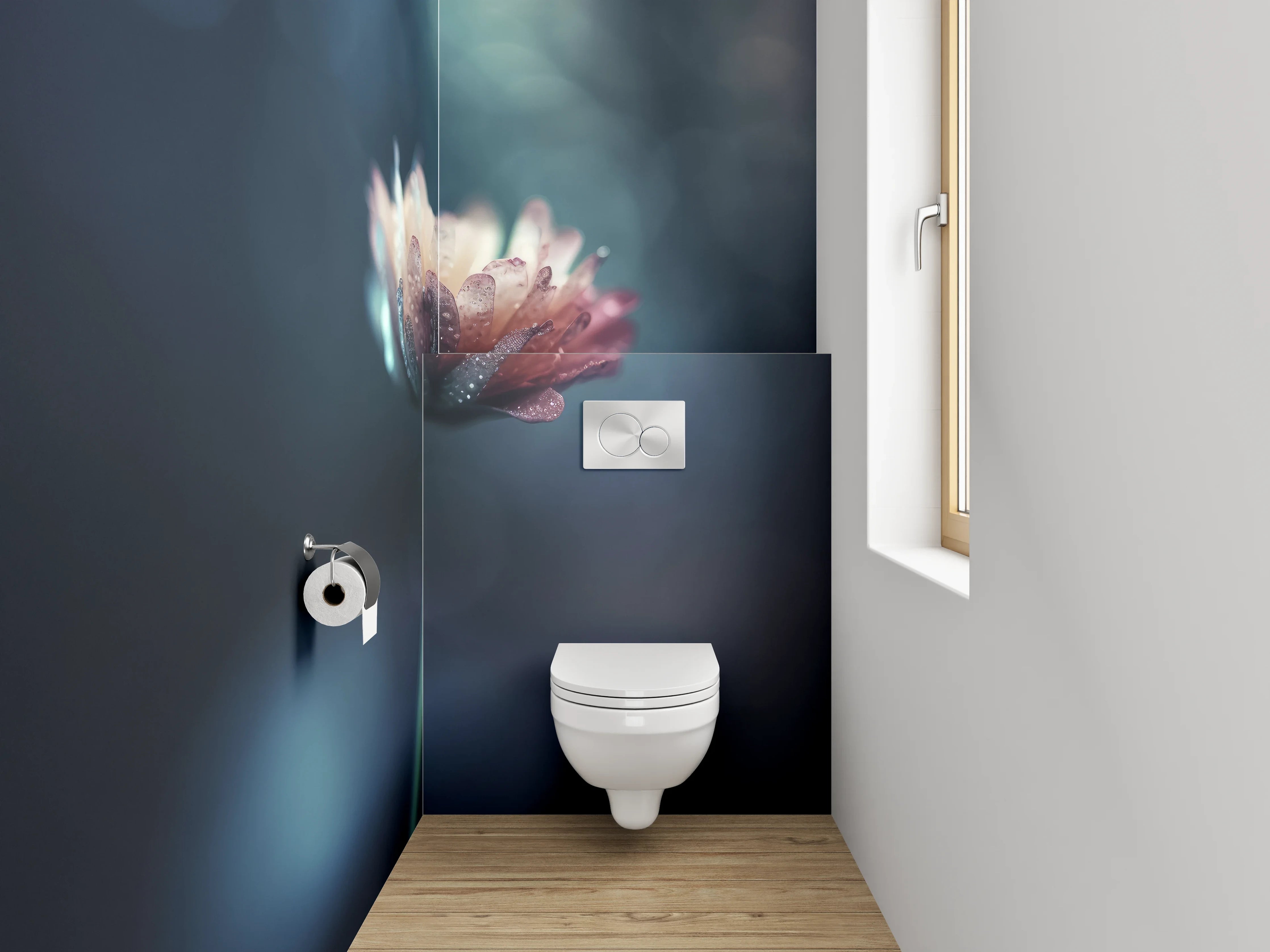 WC-Rückwand - Mystische Blume im Bokeh-Licht