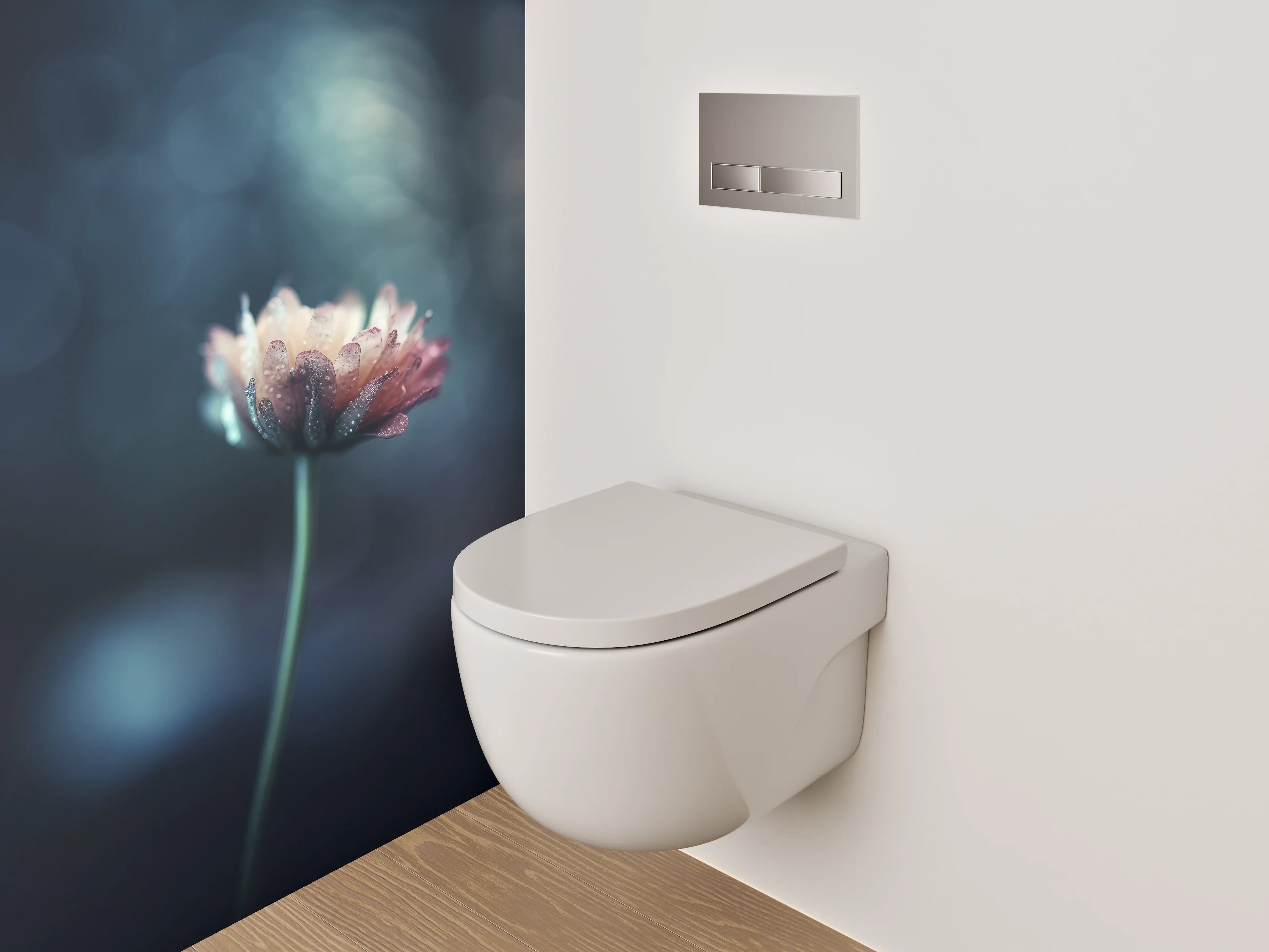 WC-Rückwand - Mystische Blume im Bokeh-Licht