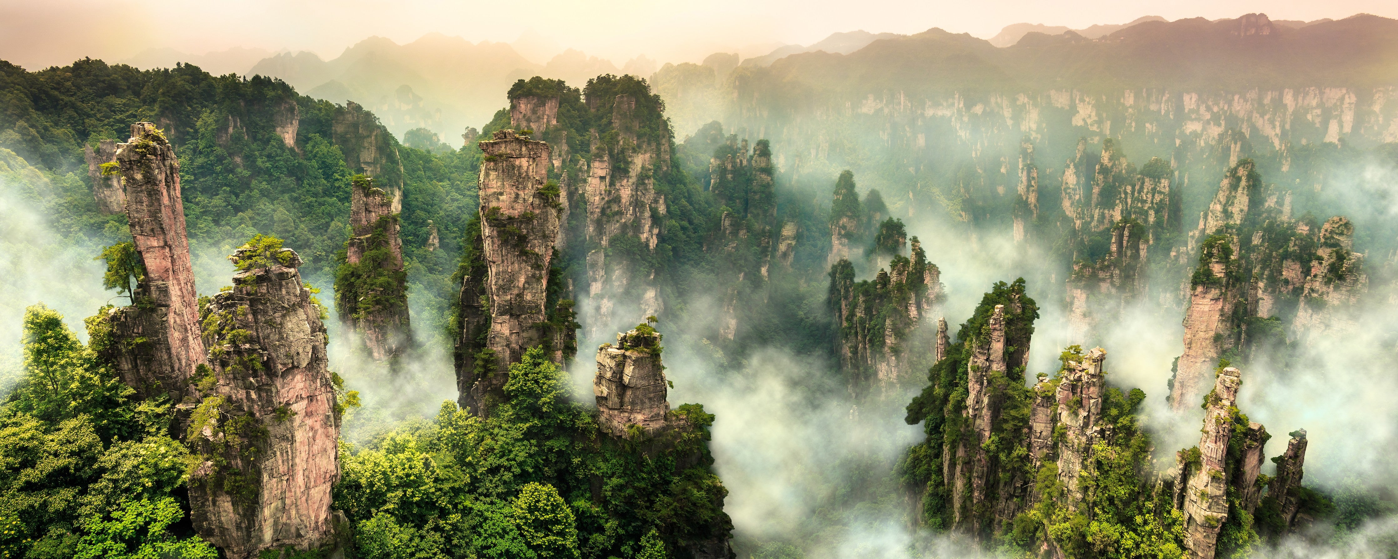 WC-Rückwand-Mystische Felsenlandschaft im Nebel