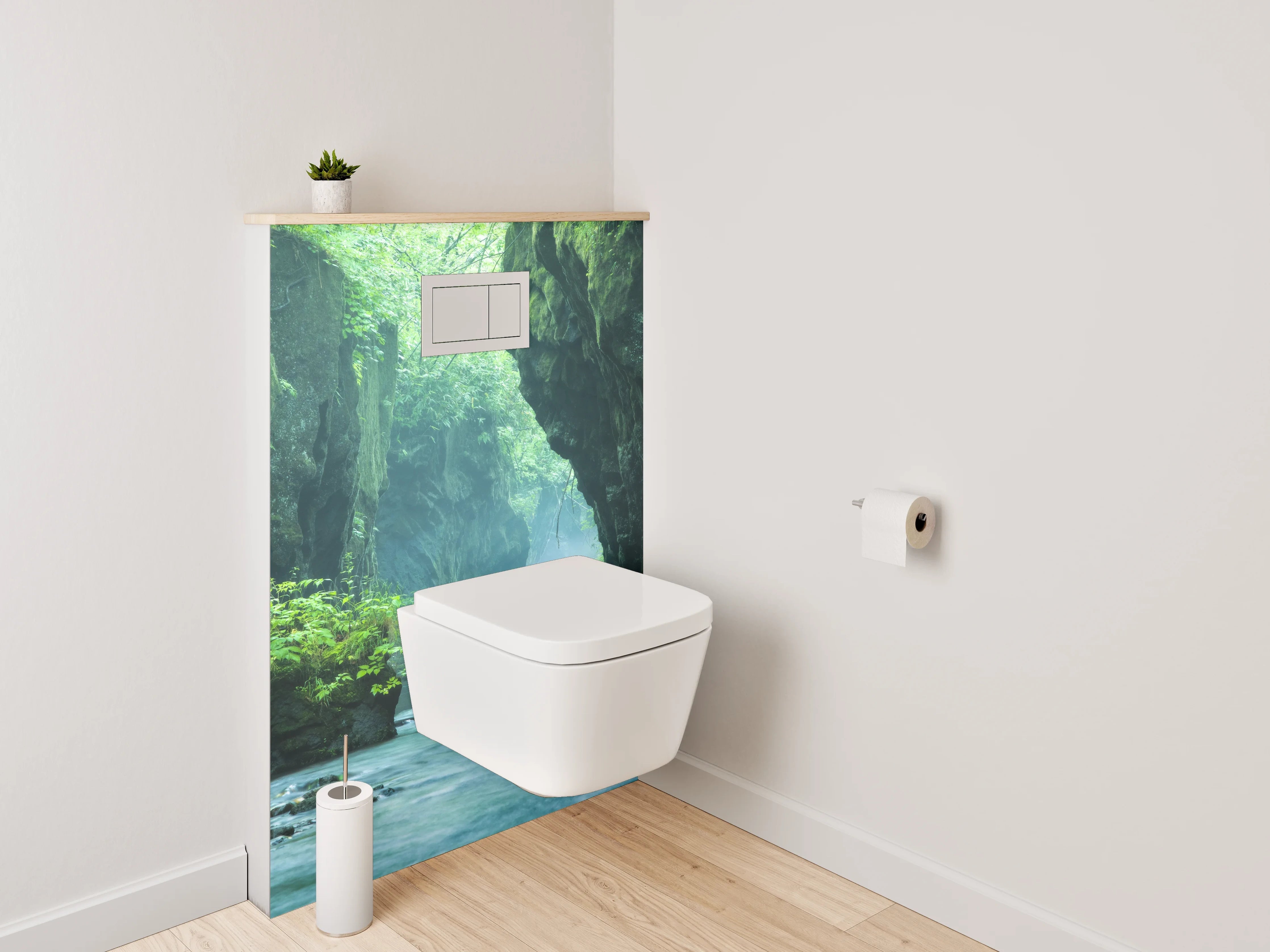 WC-Rückwand - Mystische Flusslandschaft in grüner Schlucht