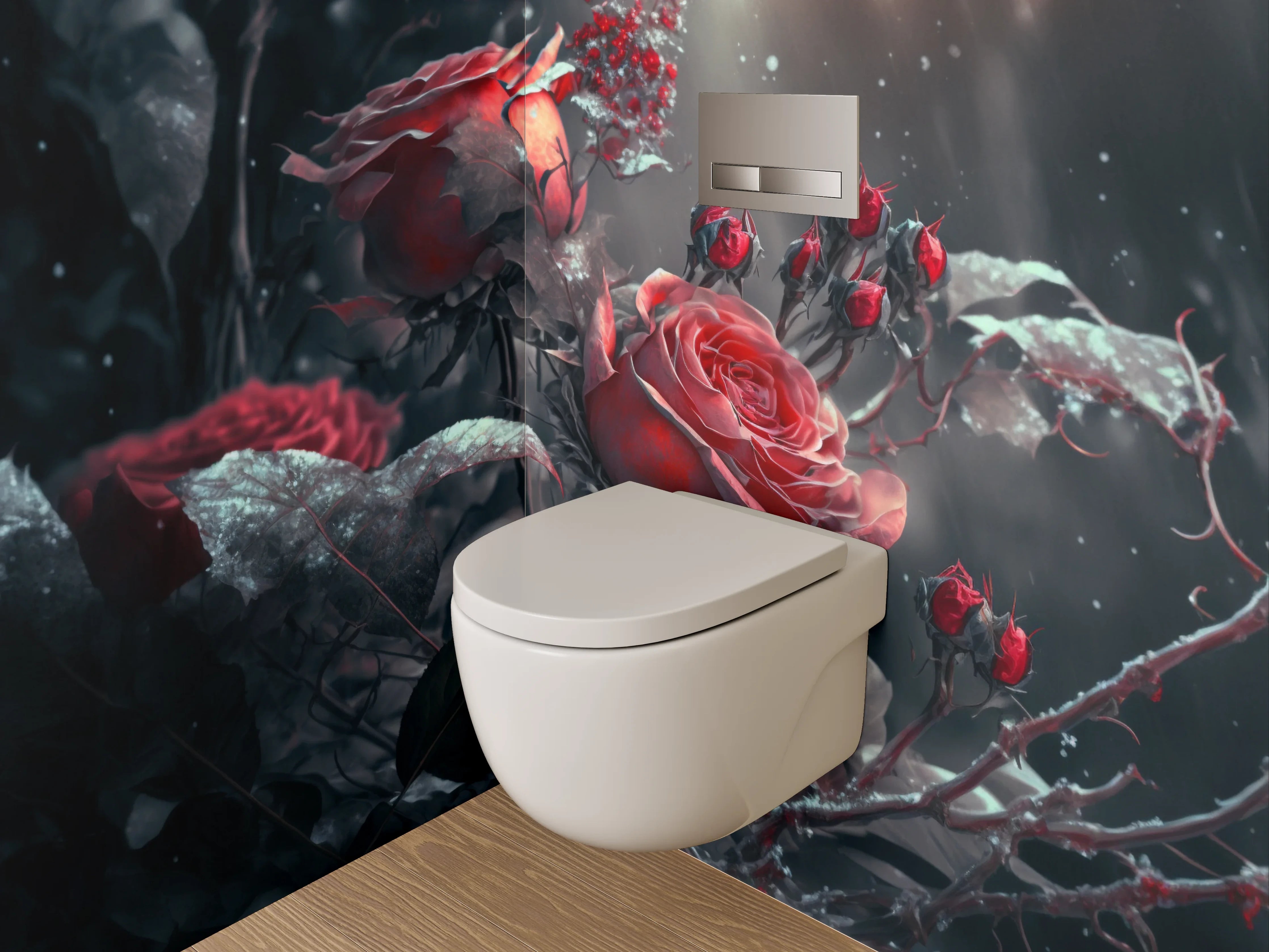 WC-Rückwand - Mystische Rosen im sanften Licht