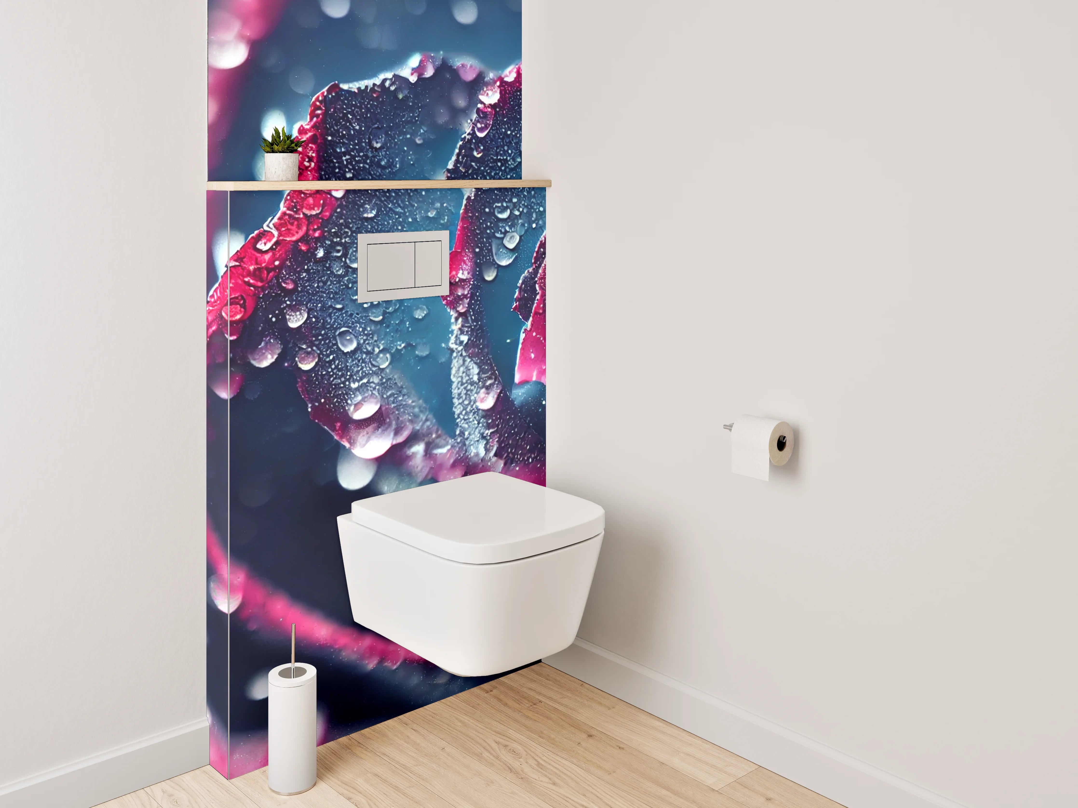 WC-Rückwand - Mystische Rosenblüte mit Tautropfen