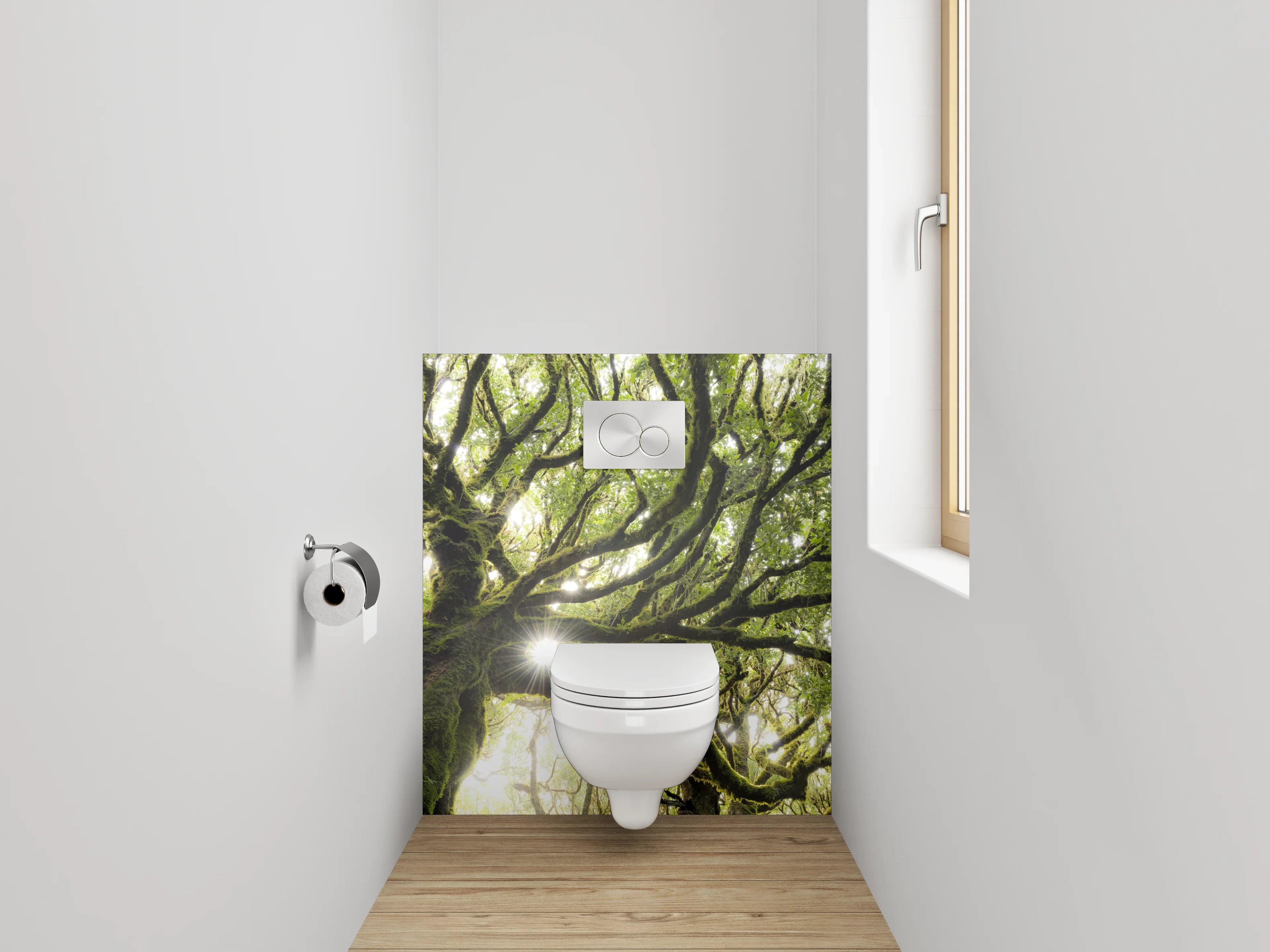 WC-Rückwand - Mystischer Baum im Sonnenlicht