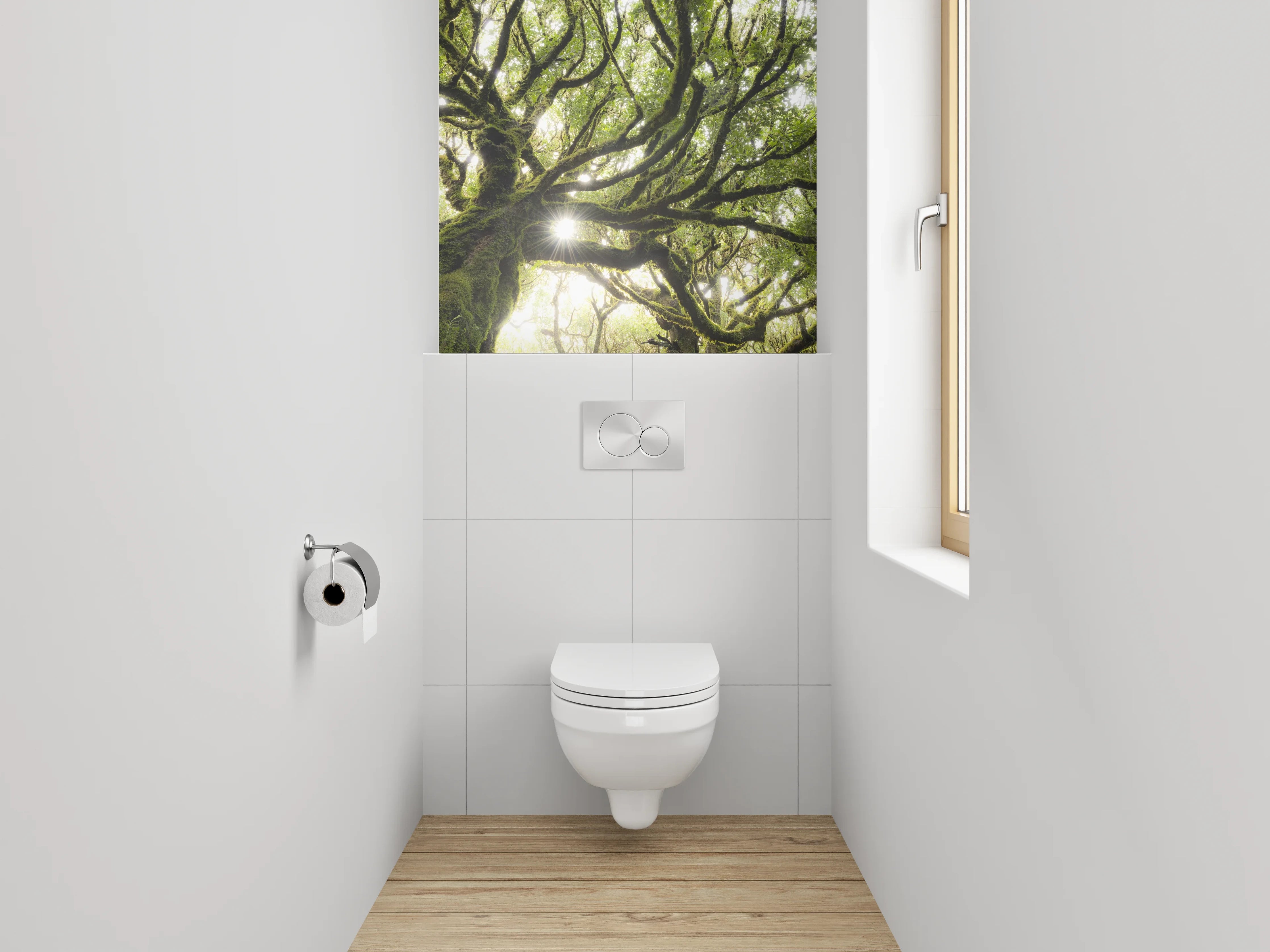 WC-Rückwand - Mystischer Baum im Sonnenlicht