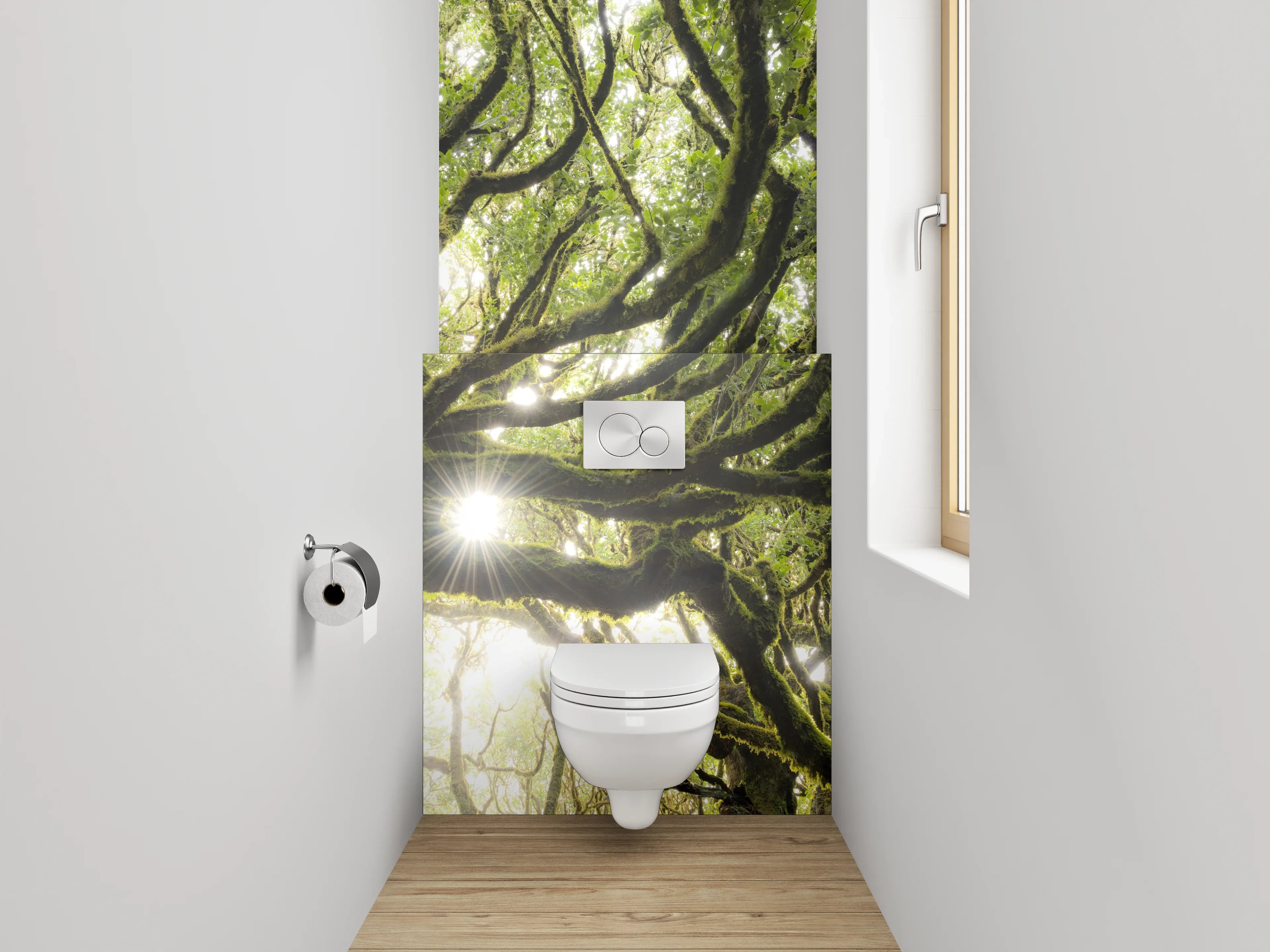 WC-Rückwand - Mystischer Baum im Sonnenlicht