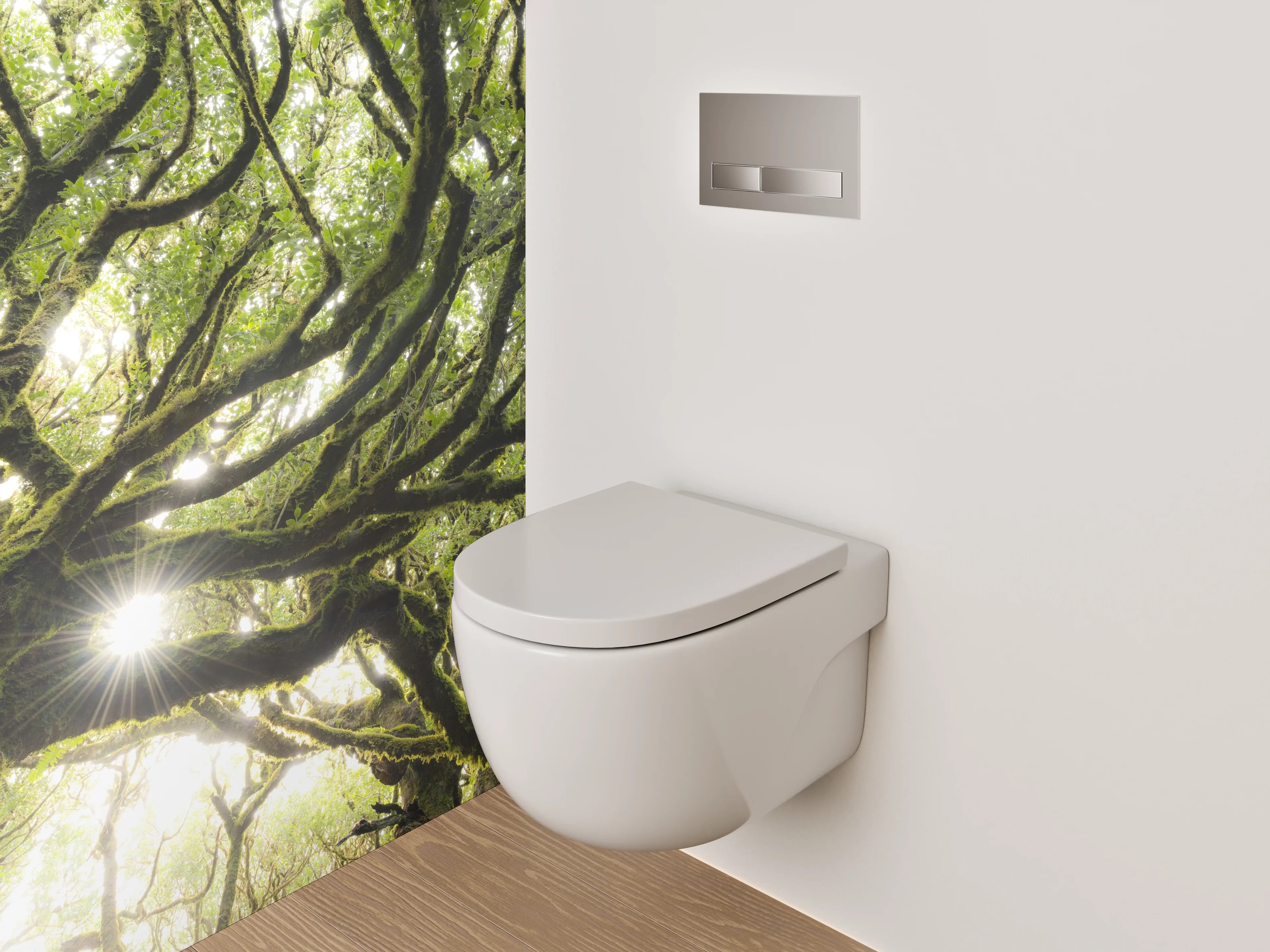 WC-Rückwand - Mystischer Baum im Sonnenlicht