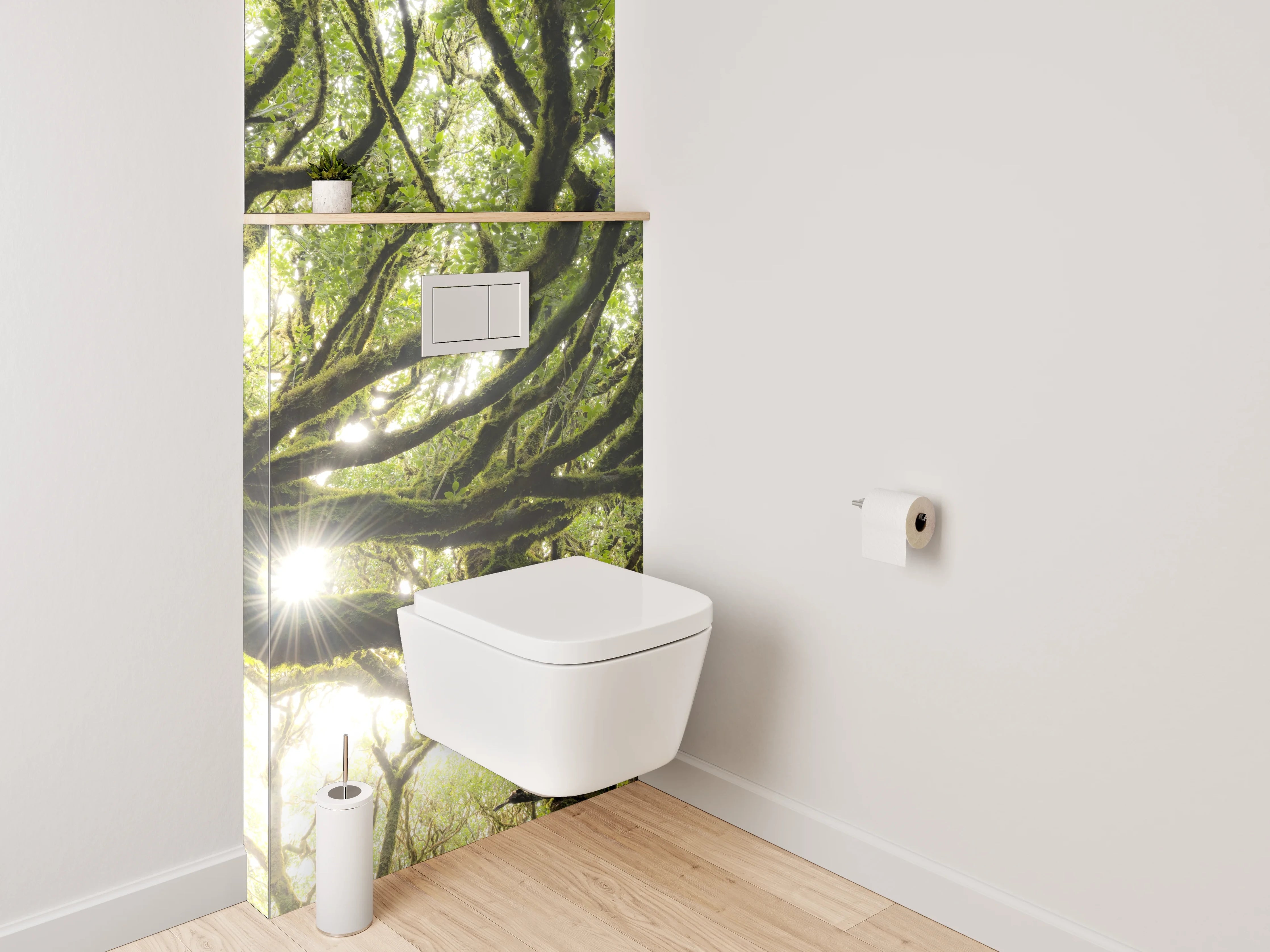 WC-Rückwand - Mystischer Baum im Sonnenlicht