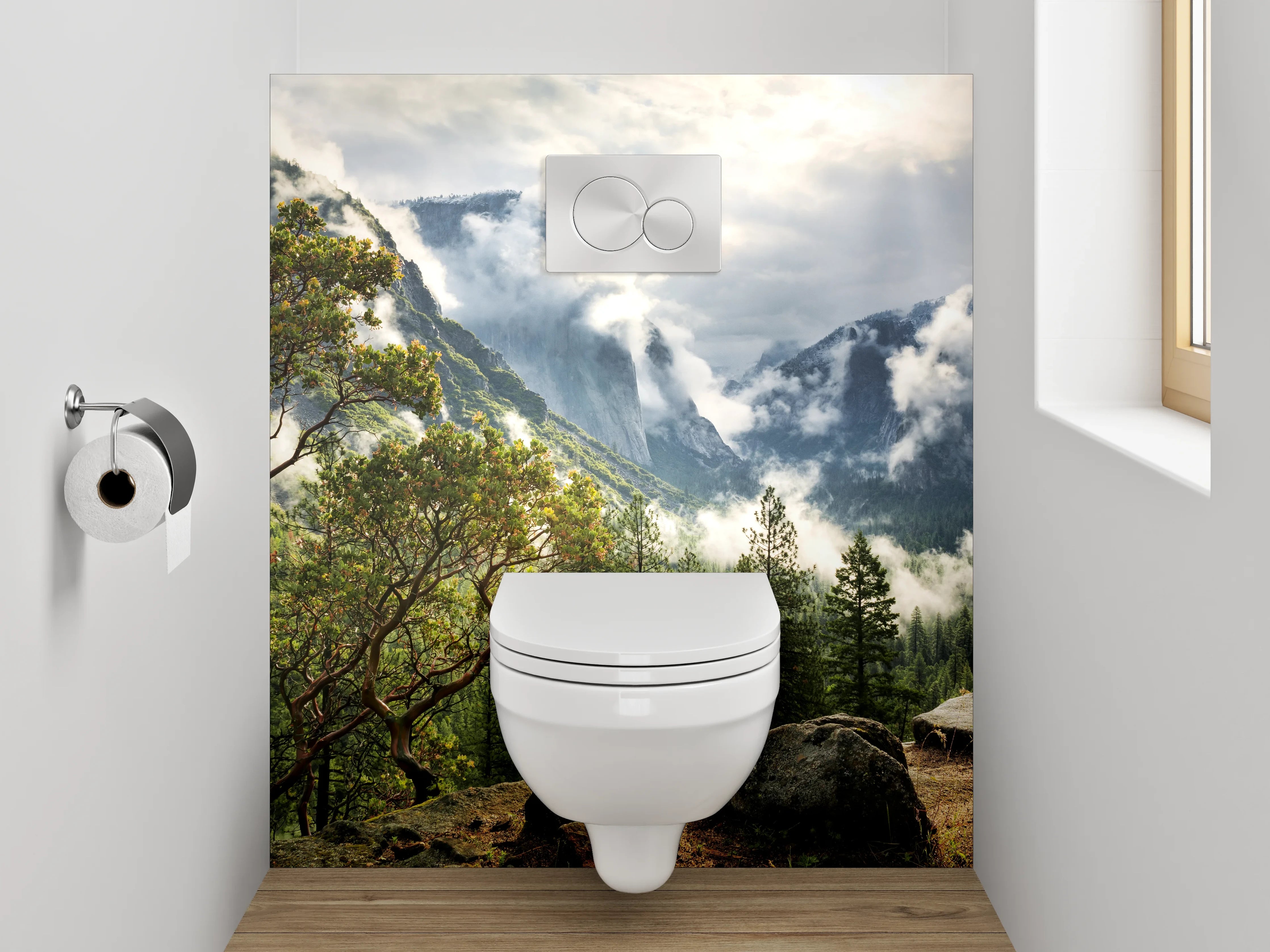 WC-Rückwand - Mystischer Bergblick Landschaft Naturmotiv