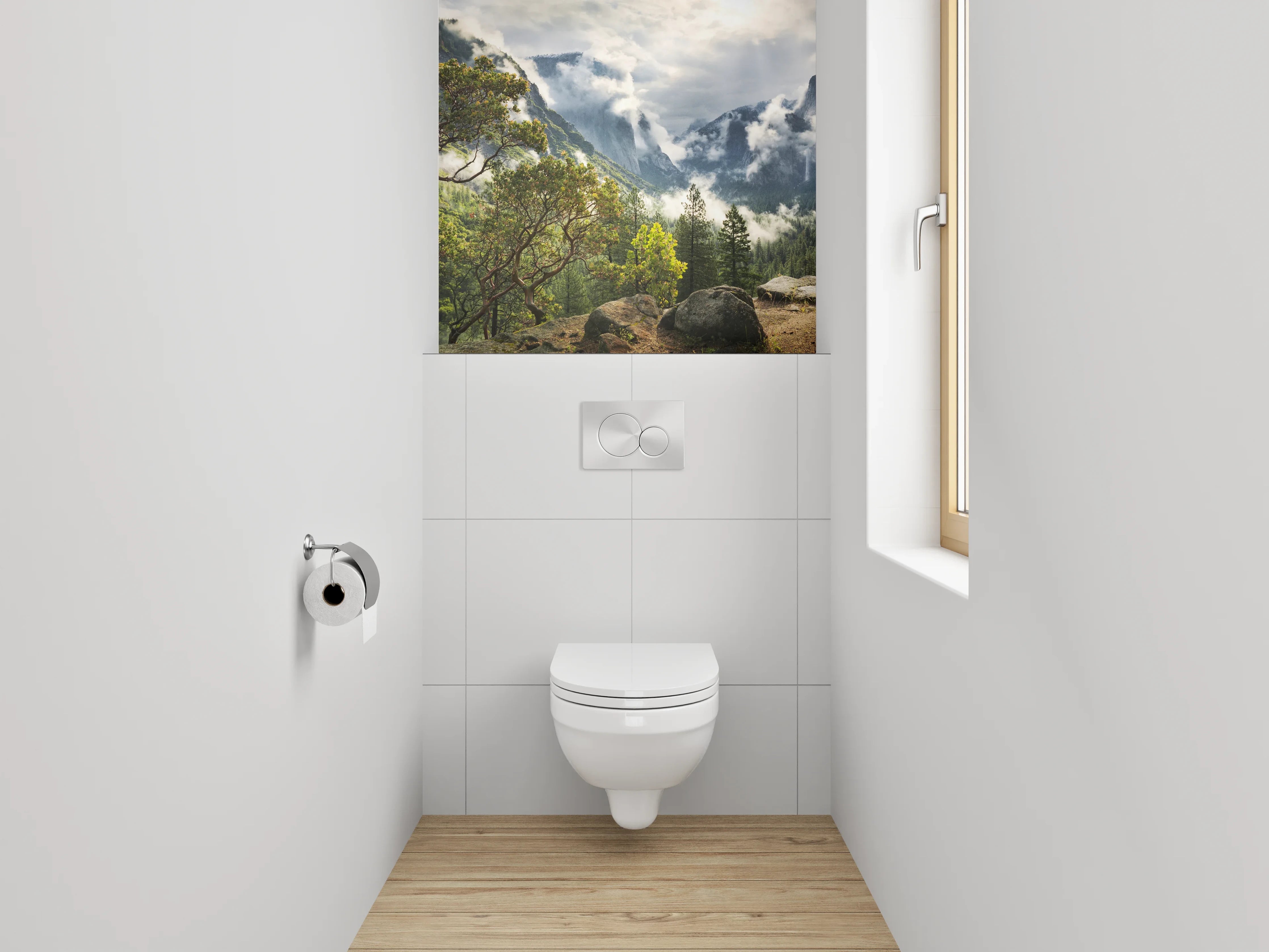 WC-Rückwand - Mystischer Bergblick Landschaft Naturmotiv