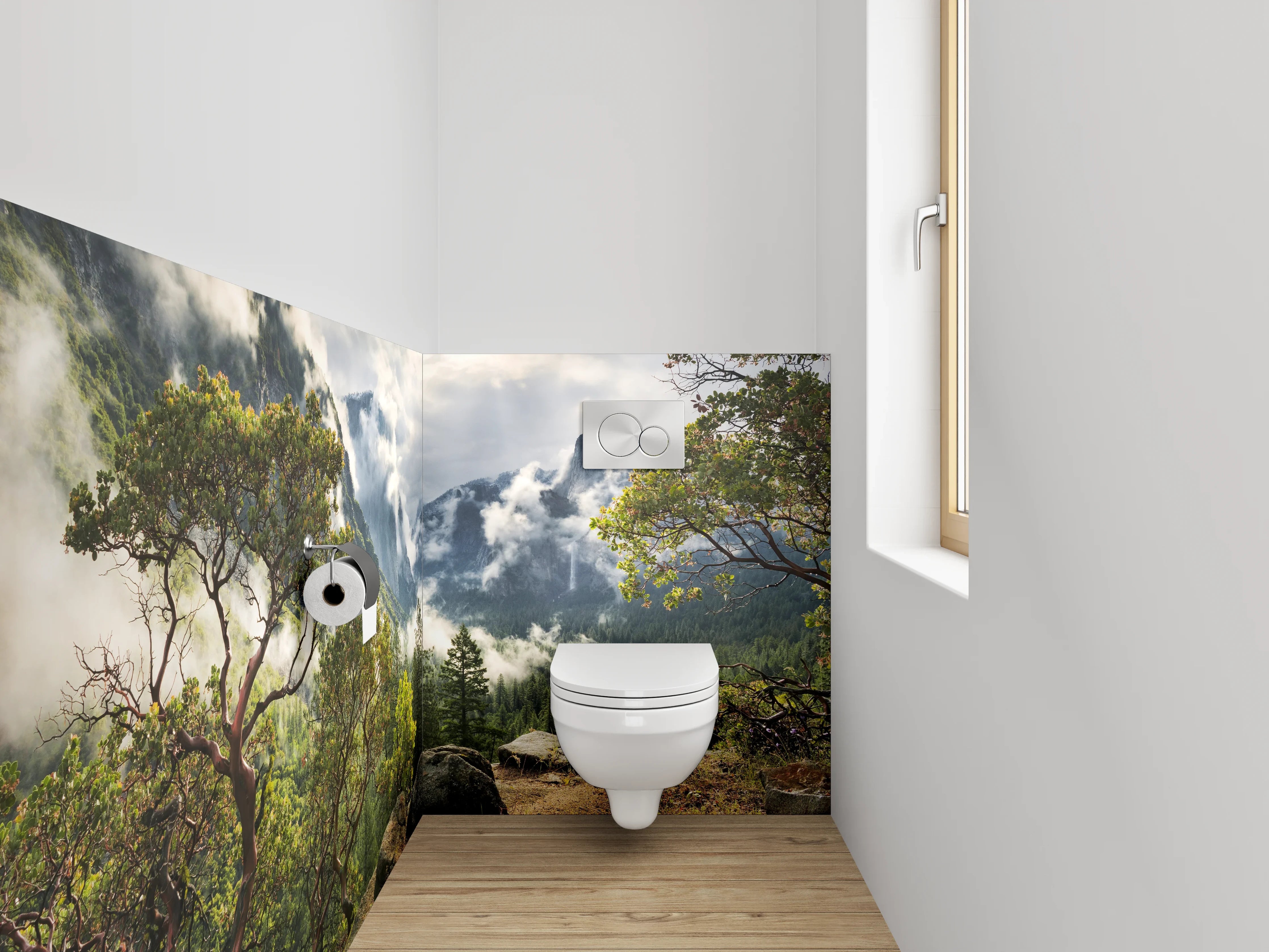 WC-Rückwand - Mystischer Bergblick Landschaft Naturmotiv