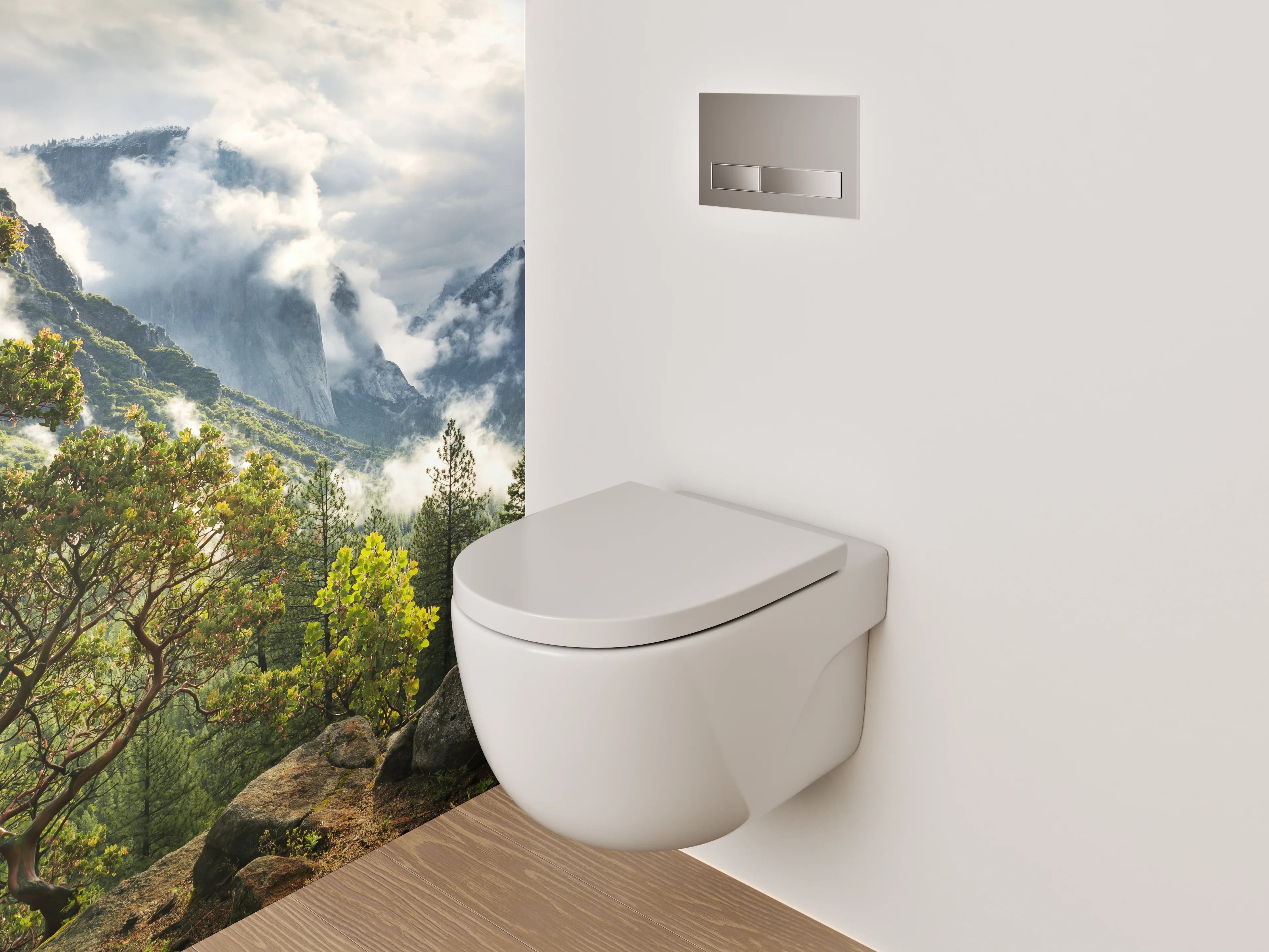 WC-Rückwand - Mystischer Bergblick Landschaft Naturmotiv