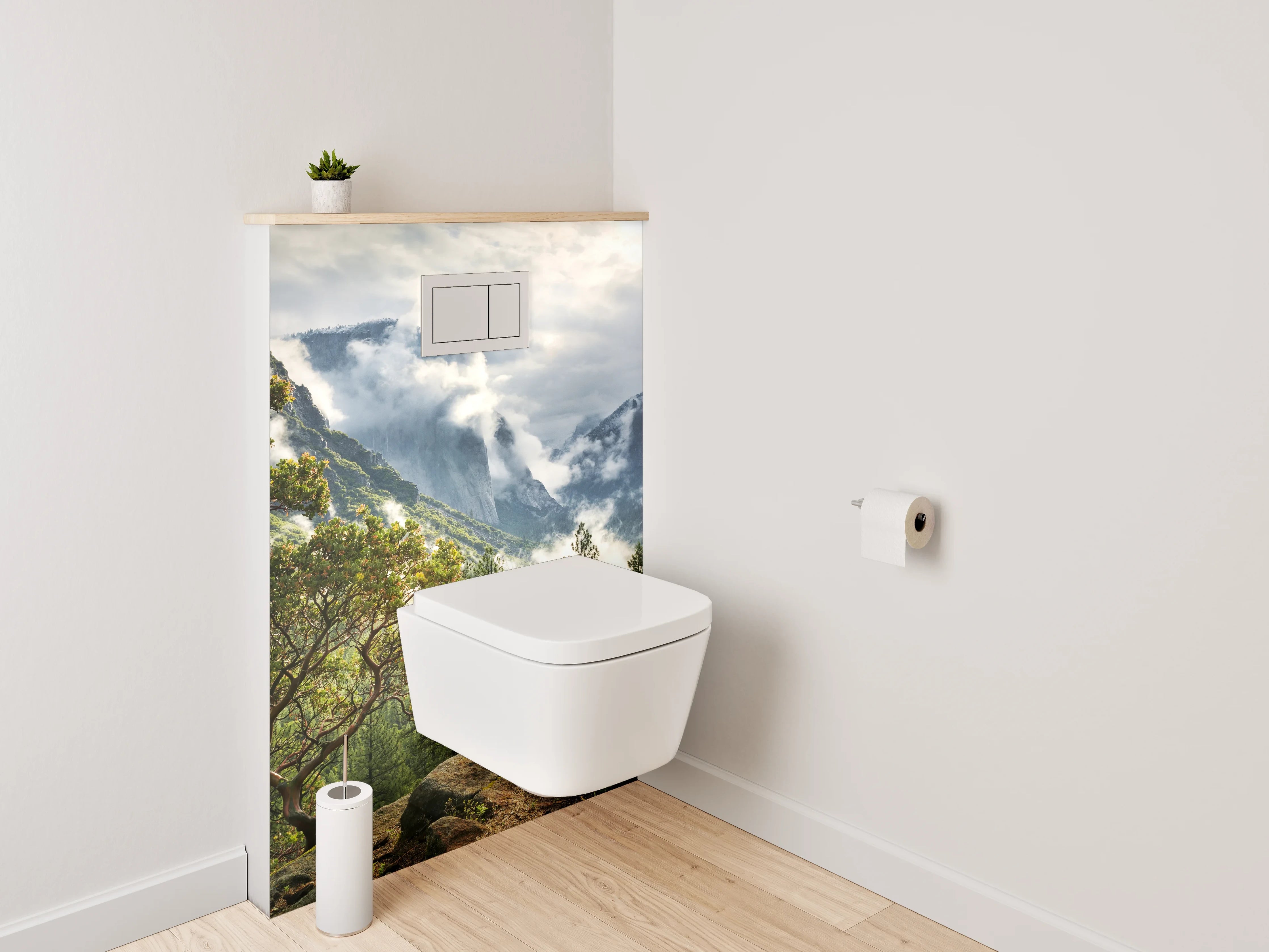 WC-Rückwand - Mystischer Bergblick Landschaft Naturmotiv