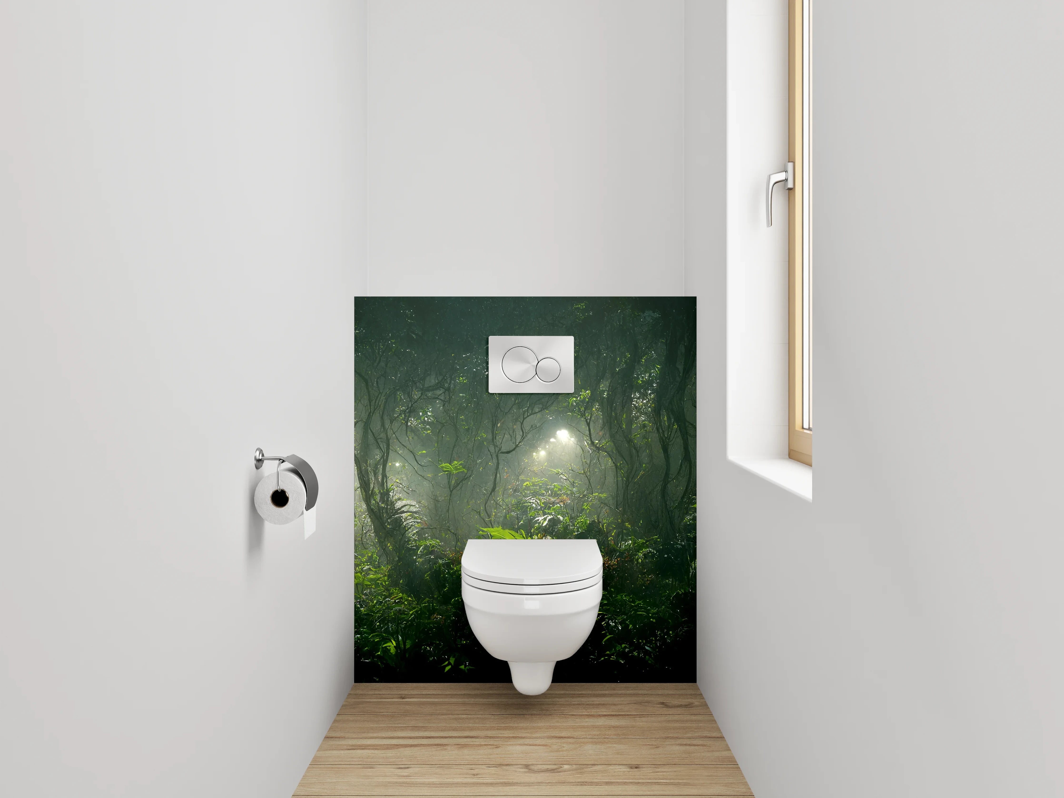 WC-Rückwand - Mystischer Dschungel im Morgenlicht
