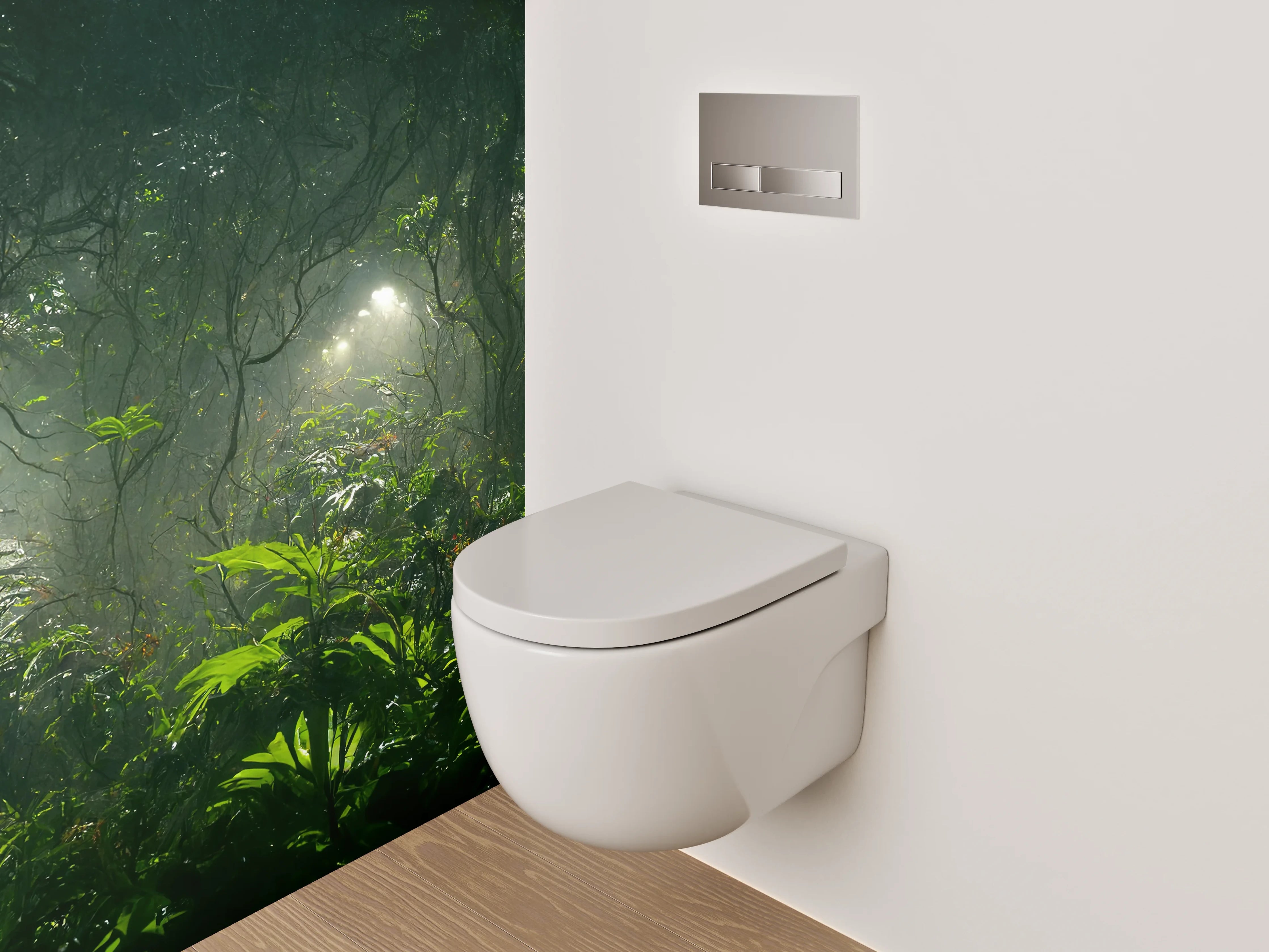 WC-Rückwand - Mystischer Dschungel im Morgenlicht