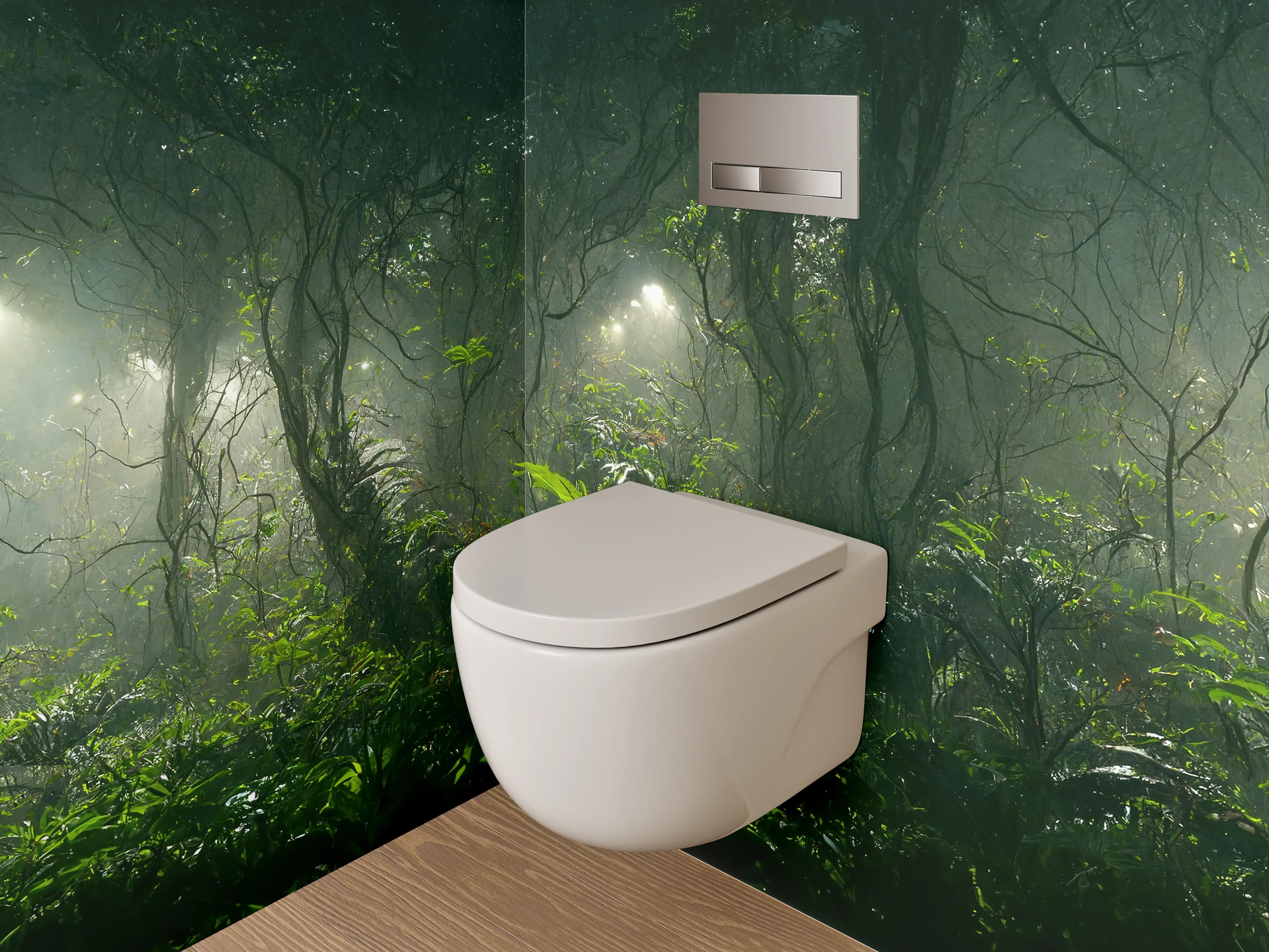 WC-Rückwand - Mystischer Dschungel im Morgenlicht