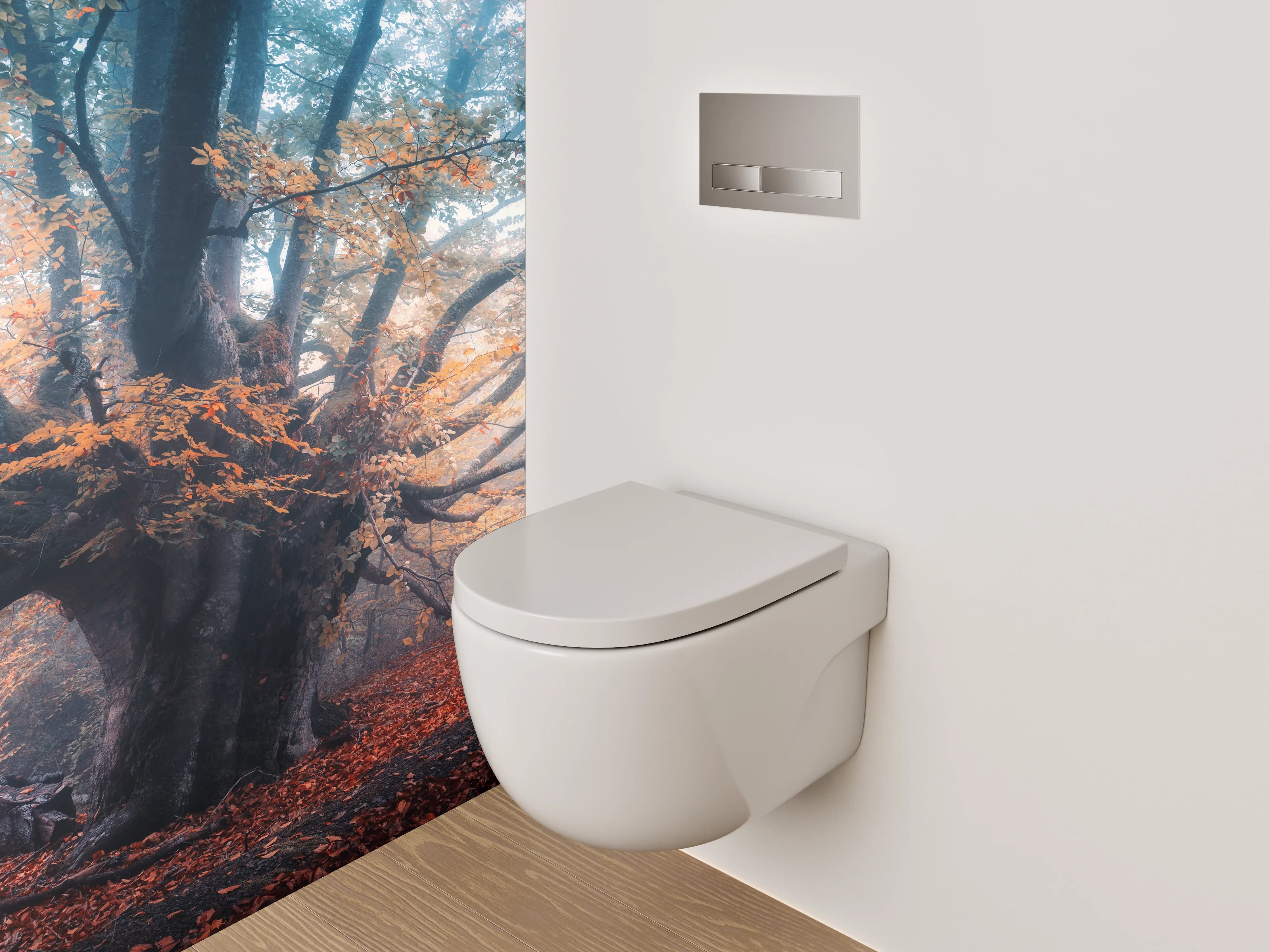 WC-Rückwand - Mystischer Herbstbaum im Nebelwald