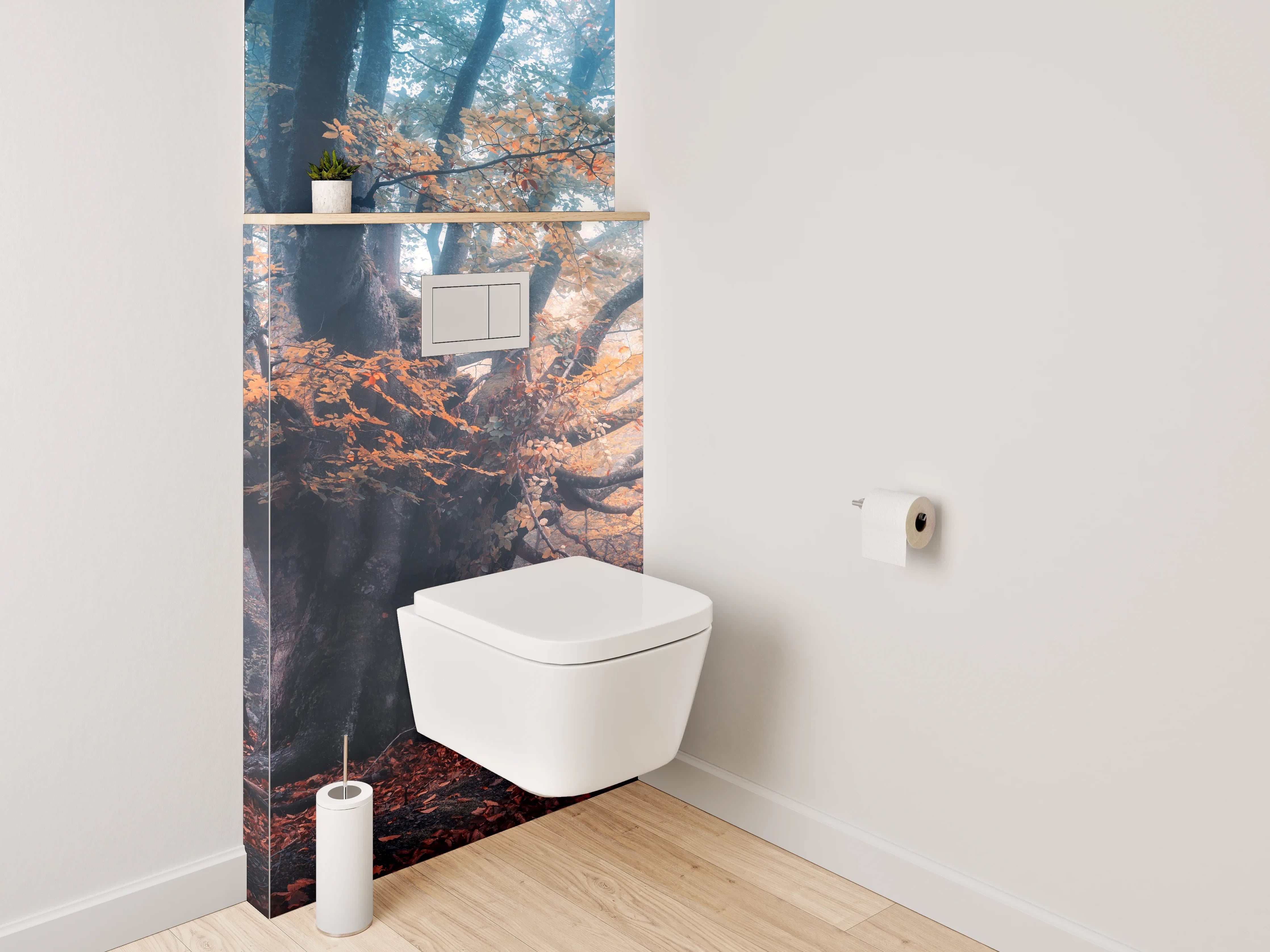 WC-Rückwand - Mystischer Herbstbaum im Nebelwald