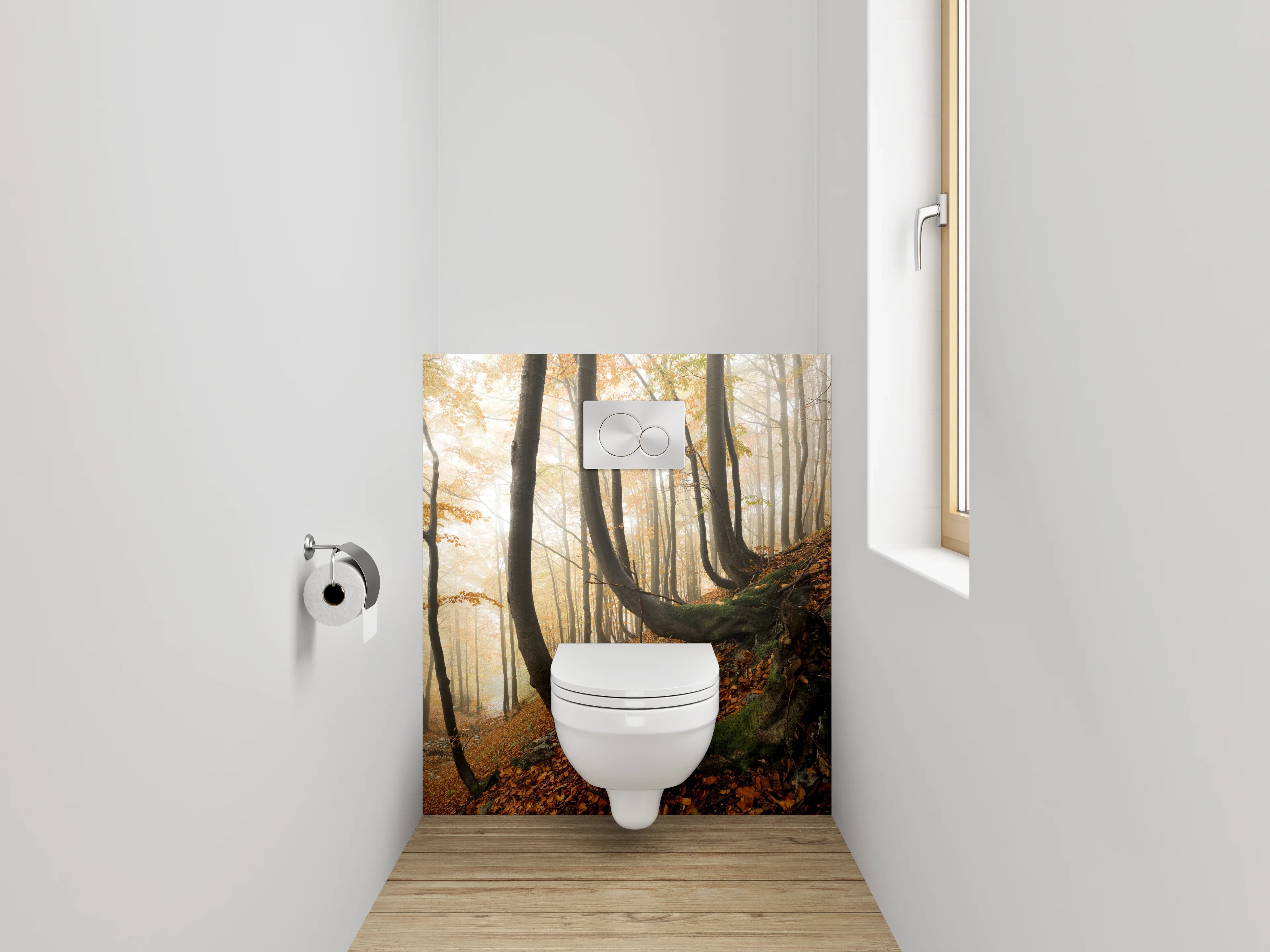 WC-Rückwand - Mystischer Herbstwald auf Hang