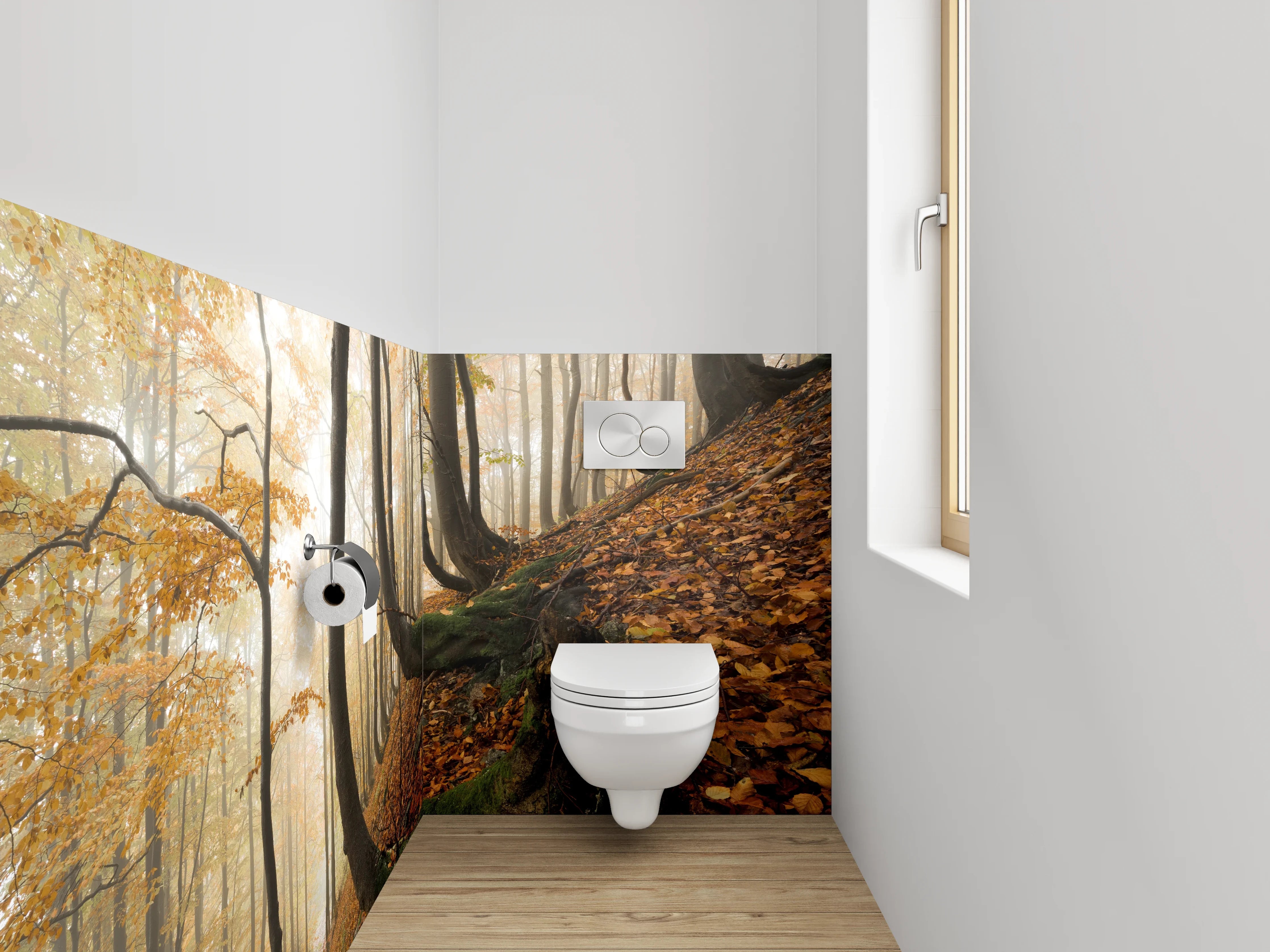 WC-Rückwand - Mystischer Herbstwald auf Hang