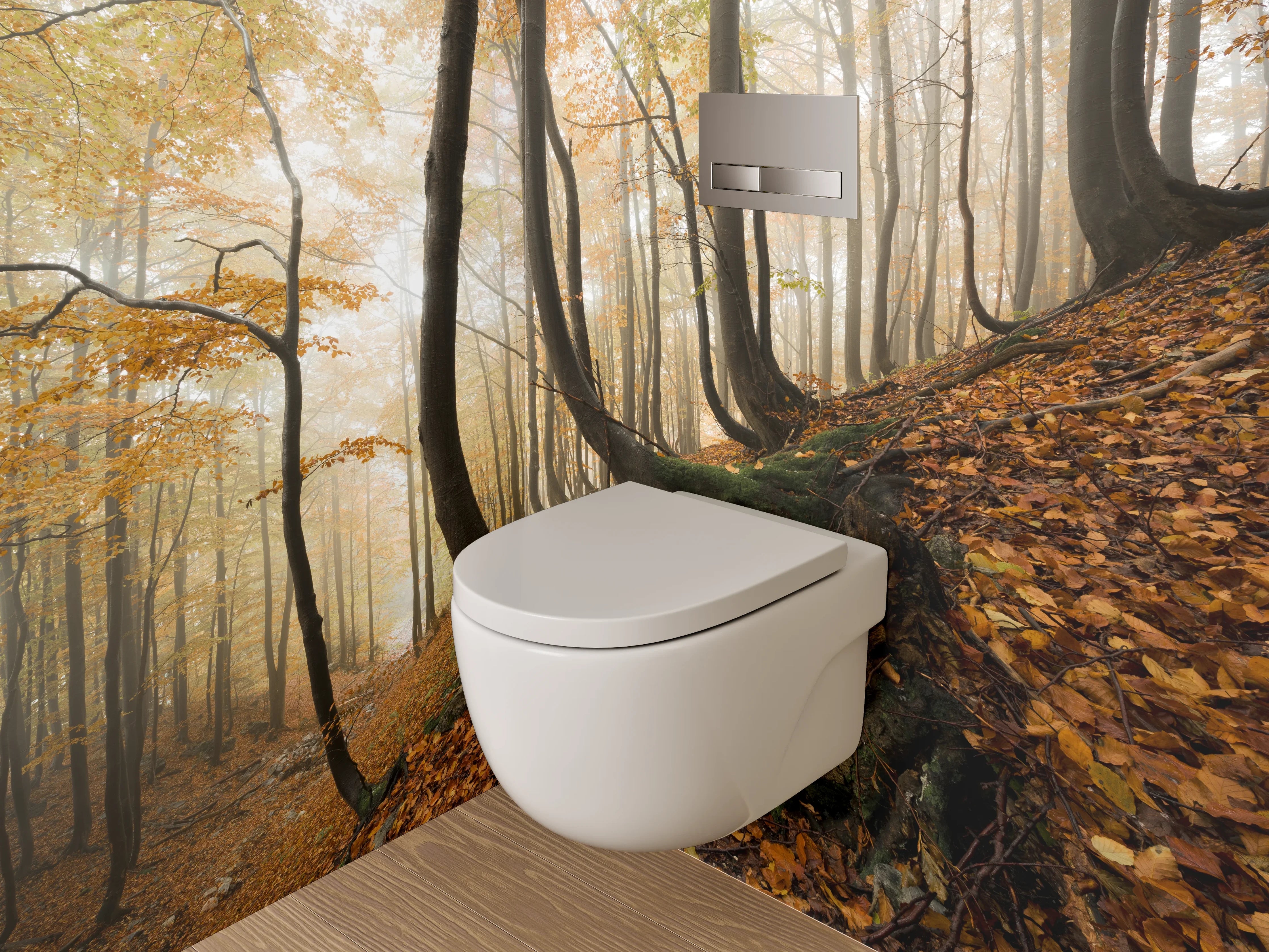 WC-Rückwand - Mystischer Herbstwald auf Hang