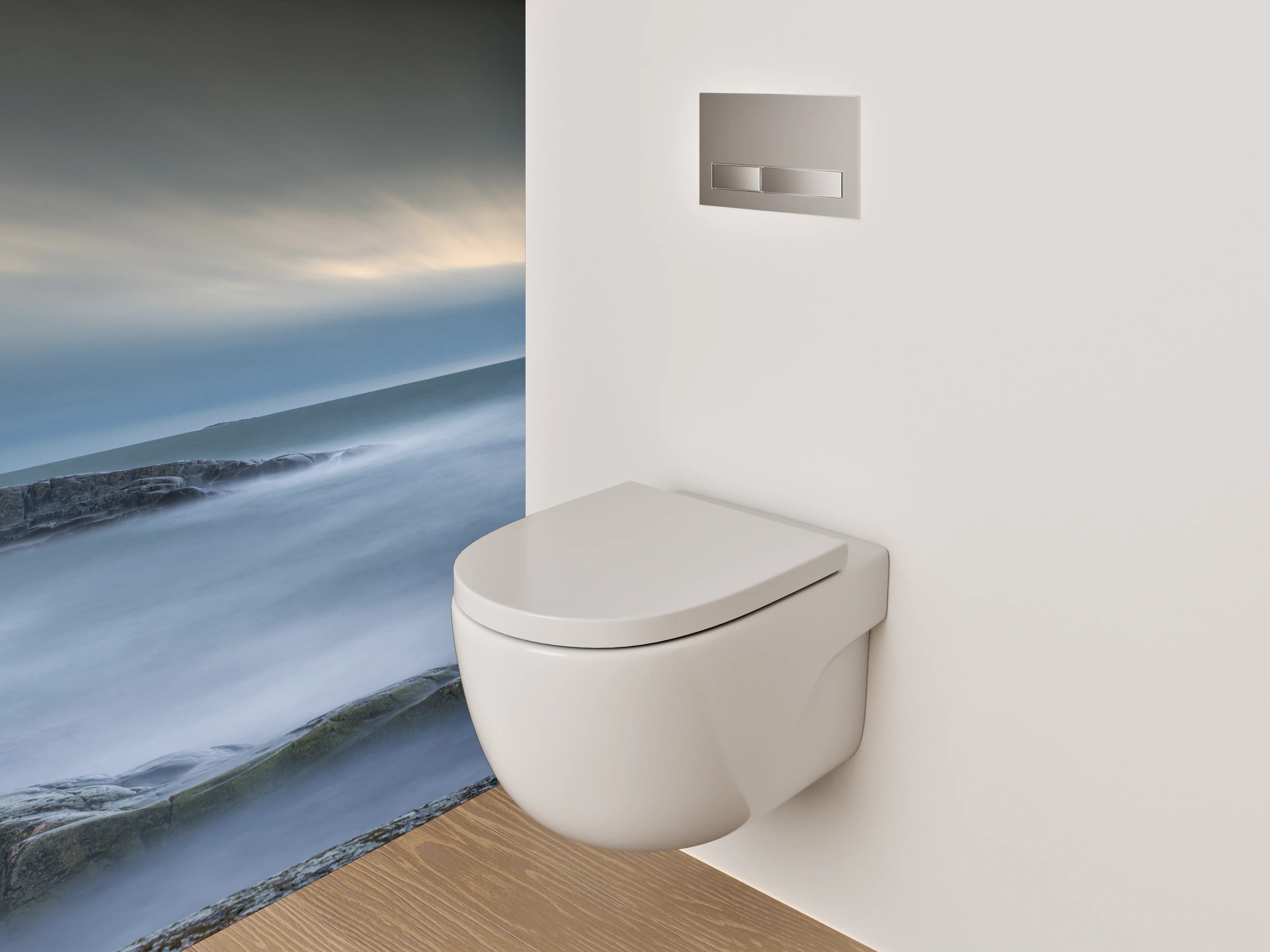 WC-Rückwand - Mystischer Küstenblick im sanften Abendlicht