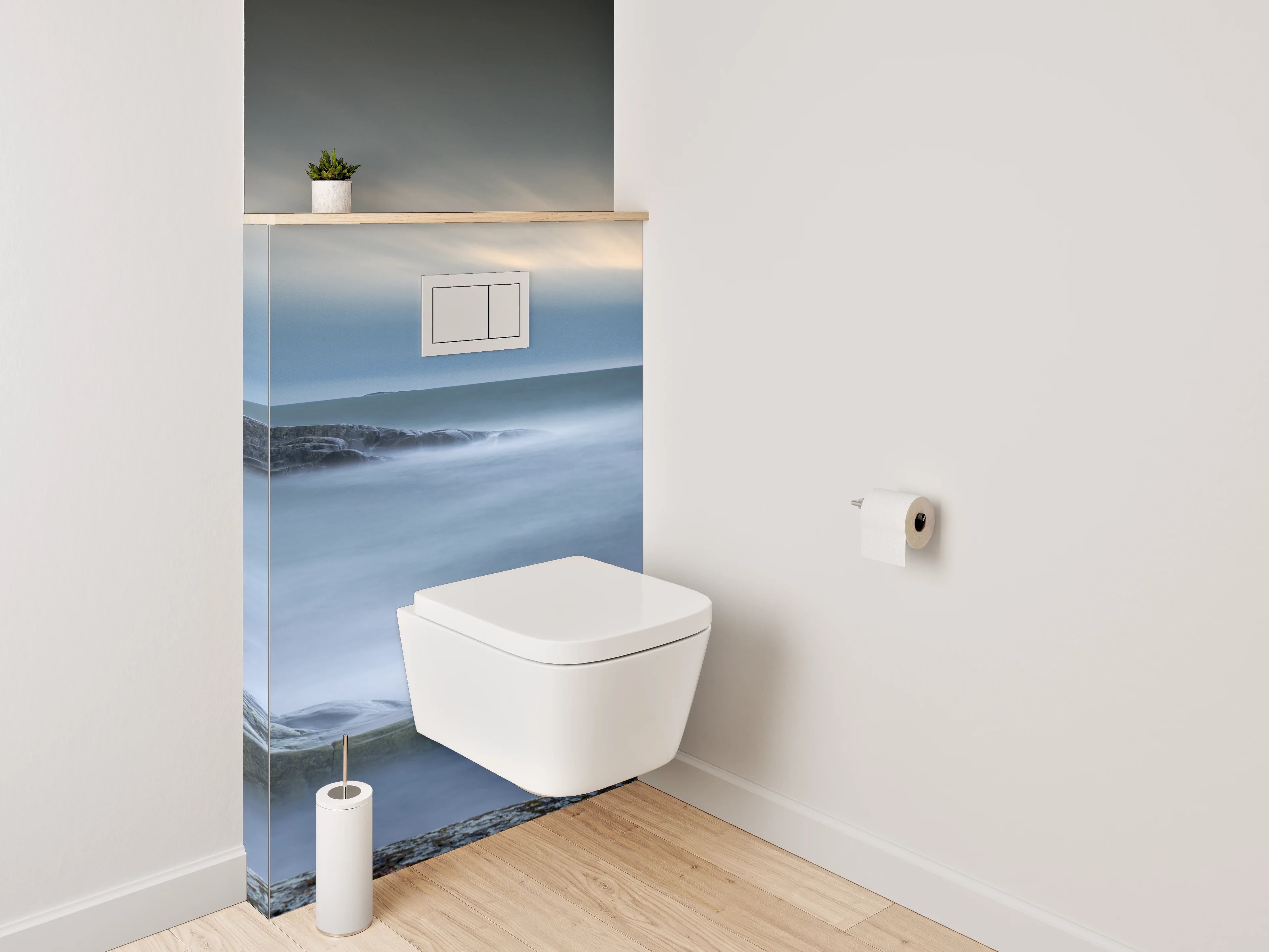 WC-Rückwand - Mystischer Küstenblick im sanften Abendlicht
