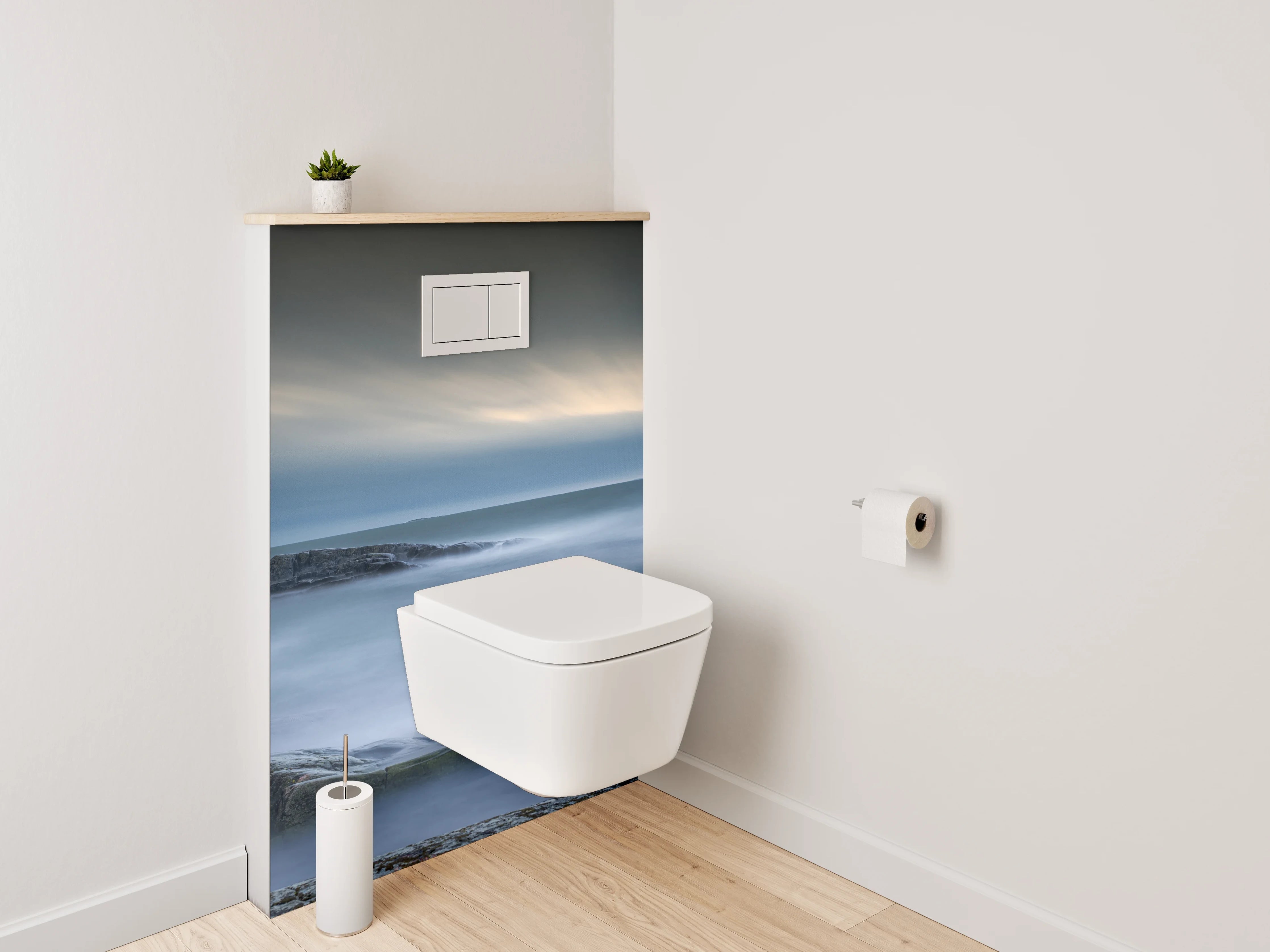 WC-Rückwand - Mystischer Küstenblick im sanften Abendlicht
