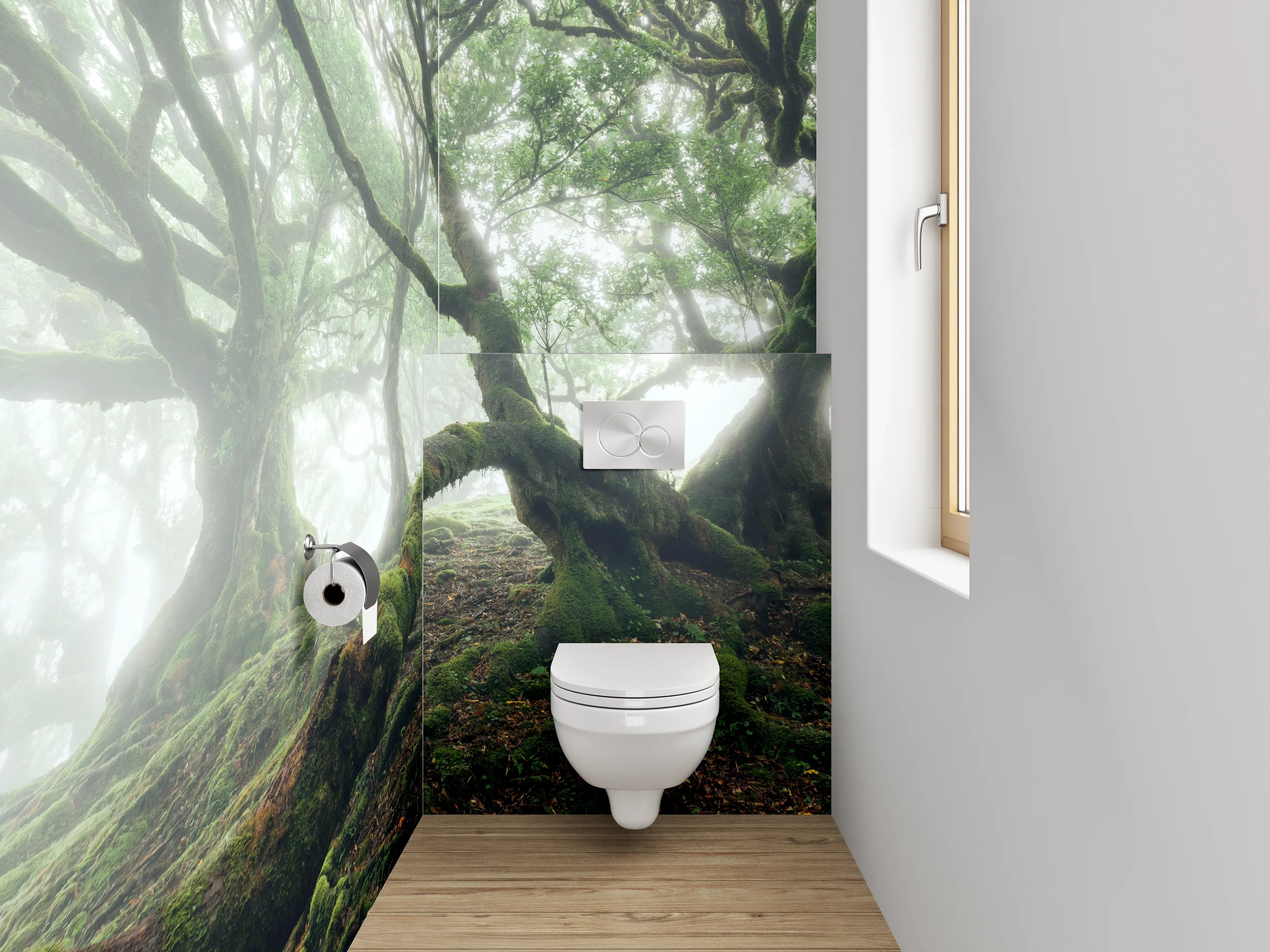 WC-Rückwand - Mystischer Märchenwald mit alten Bäumen