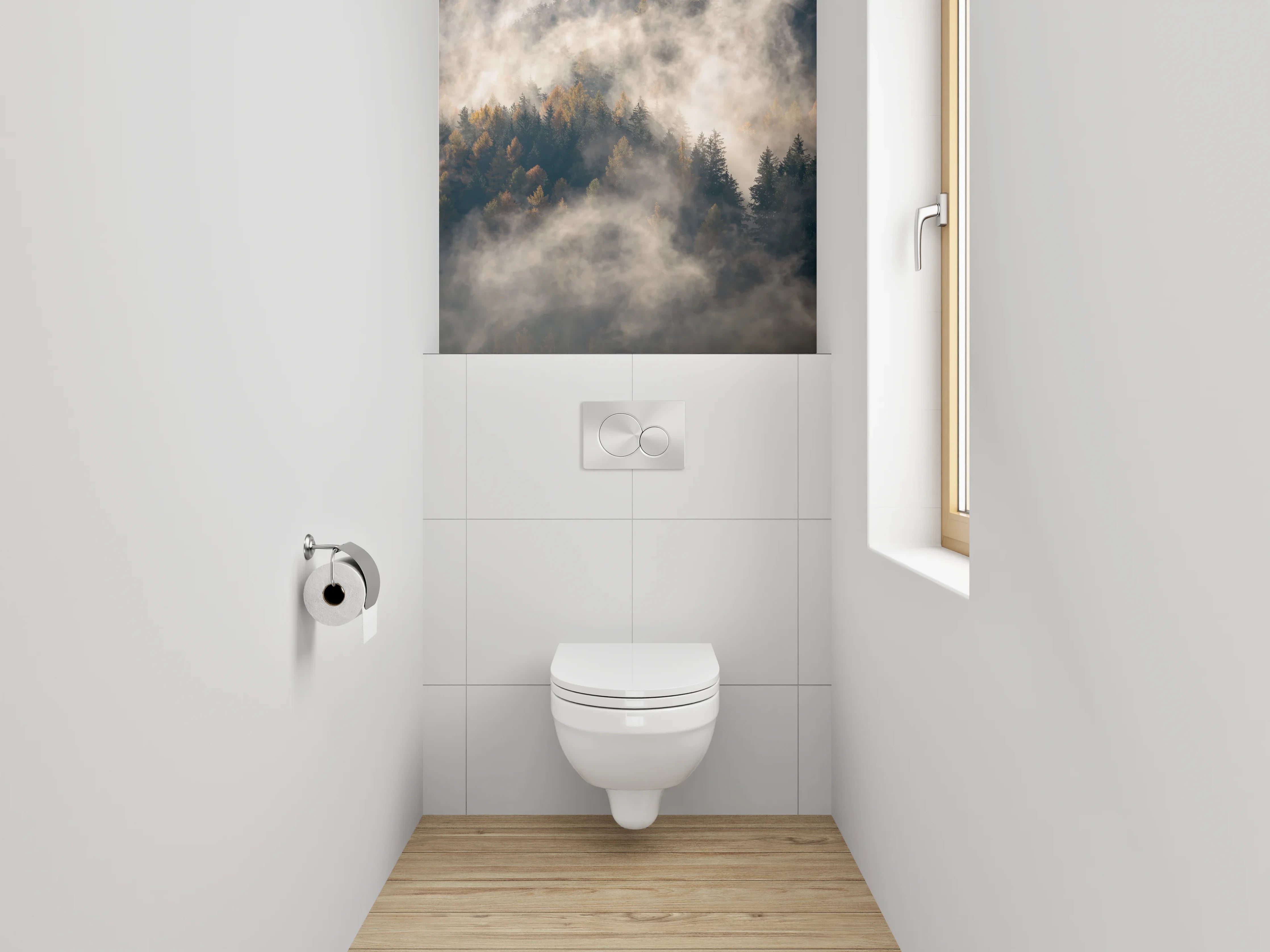 WC-Rückwand - Mystischer Nebelwald Fotokunst