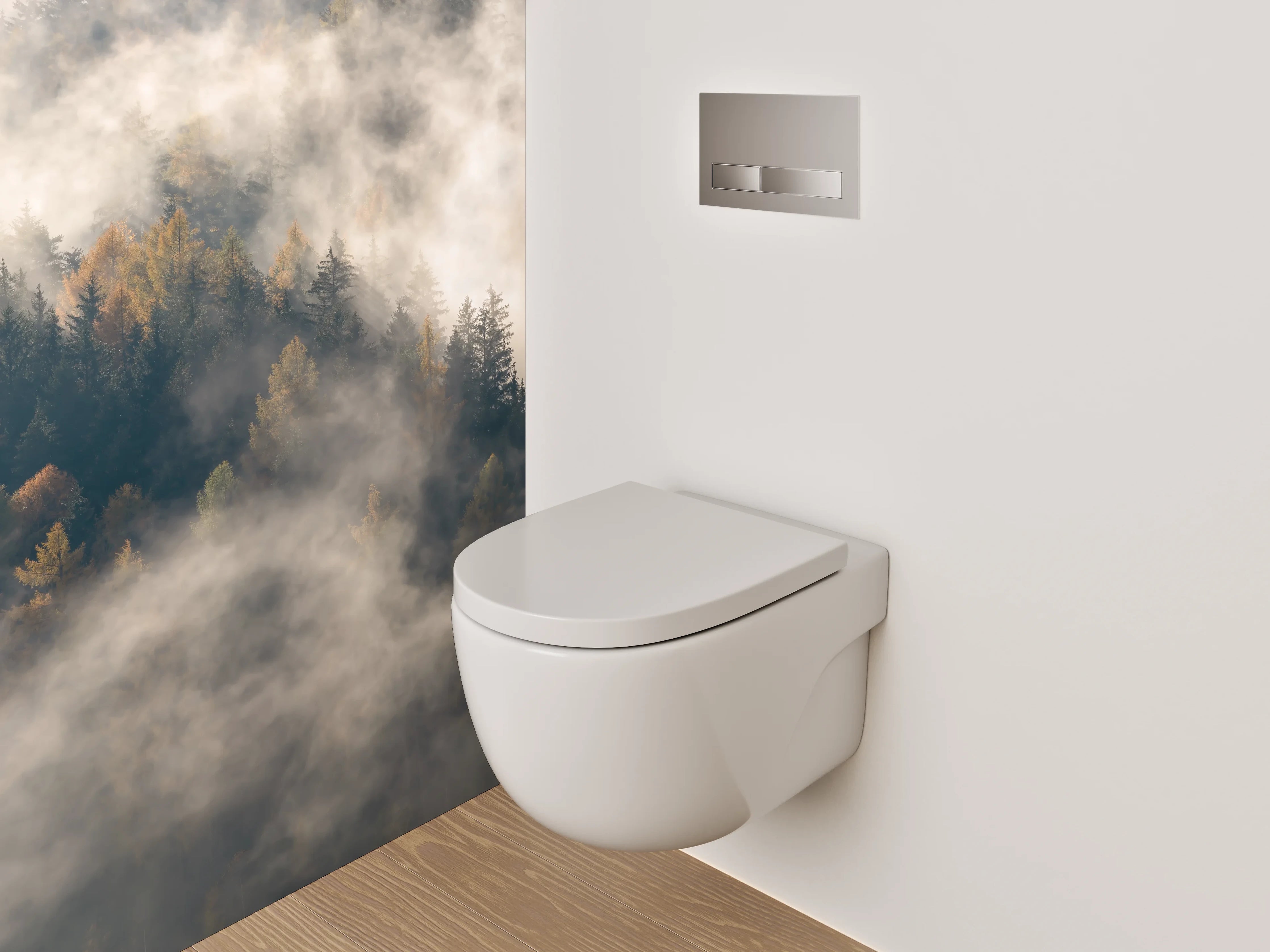 WC-Rückwand - Mystischer Nebelwald Fotokunst