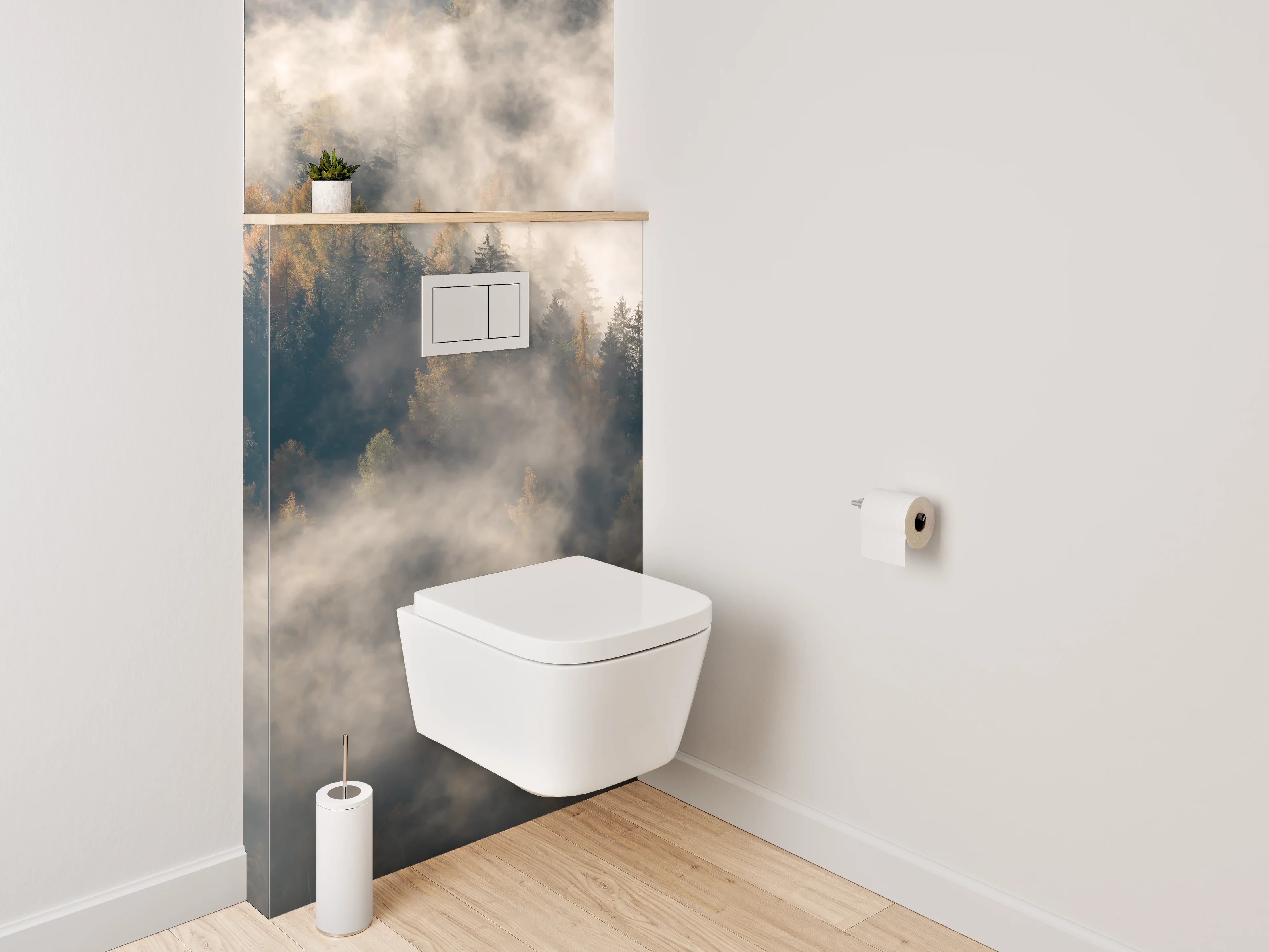 WC-Rückwand - Mystischer Nebelwald Fotokunst