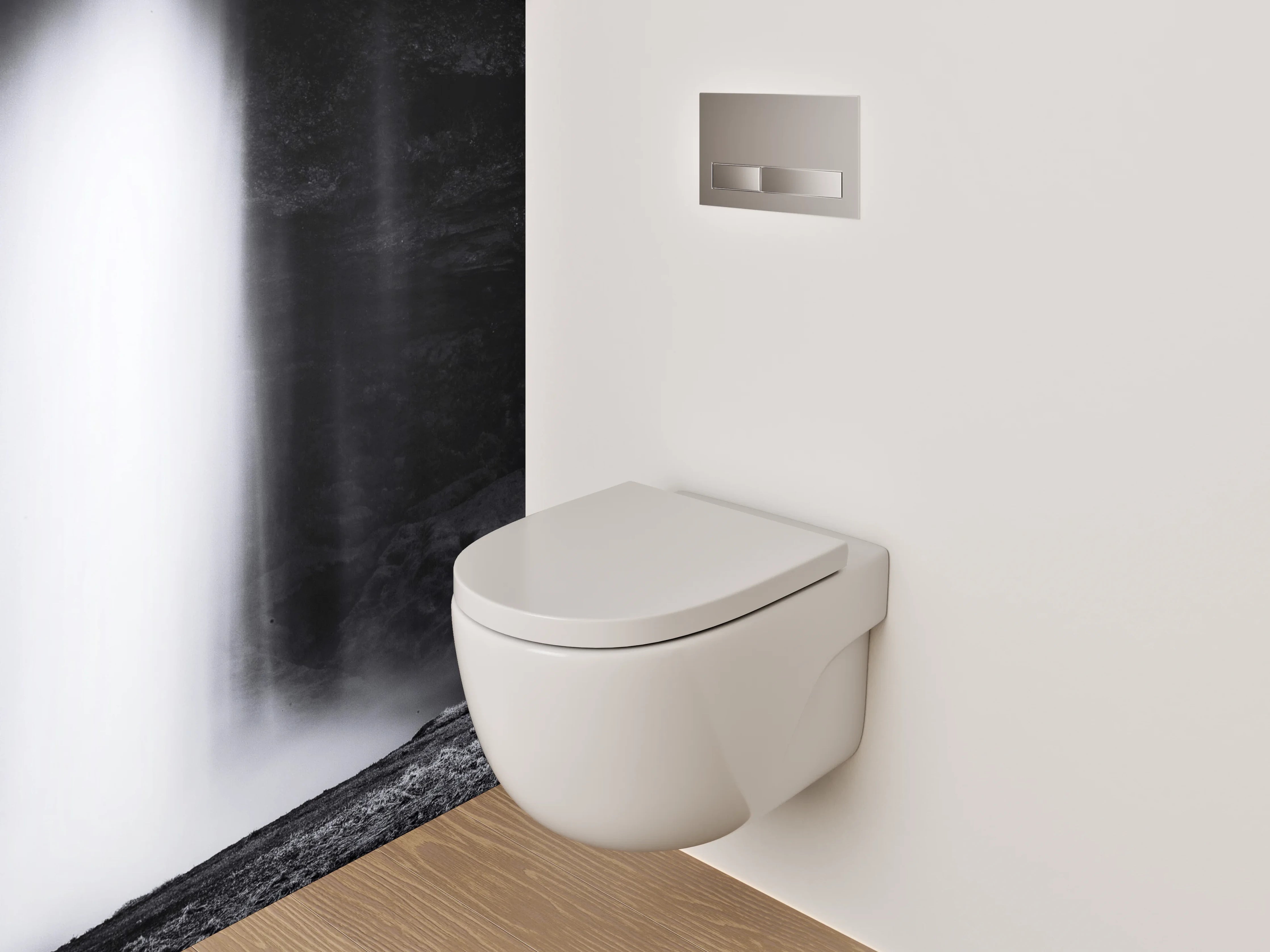 WC-Rückwand - Mystischer Schwarz-Weiß Wasserfall