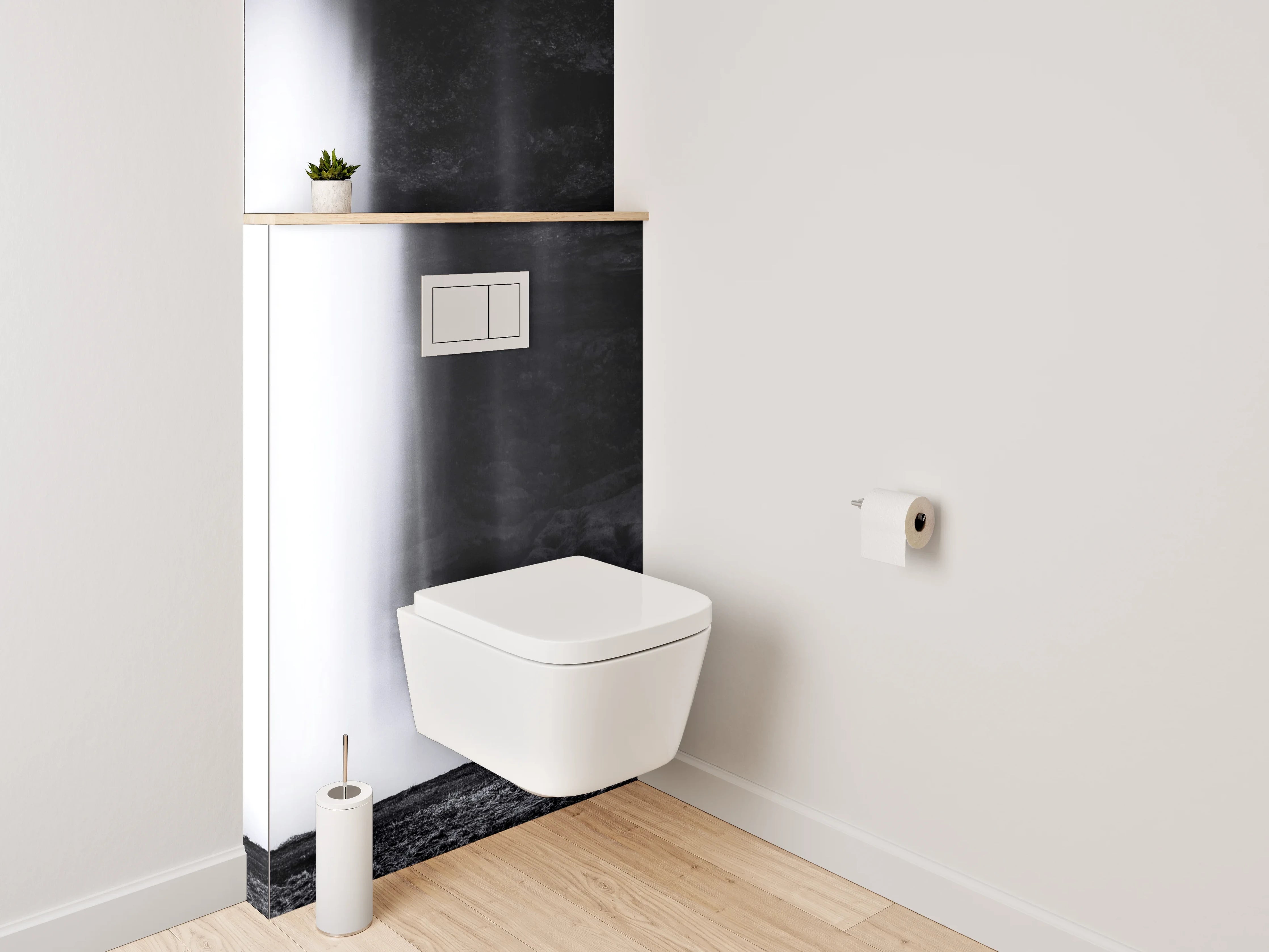 WC-Rückwand - Mystischer Schwarz-Weiß Wasserfall