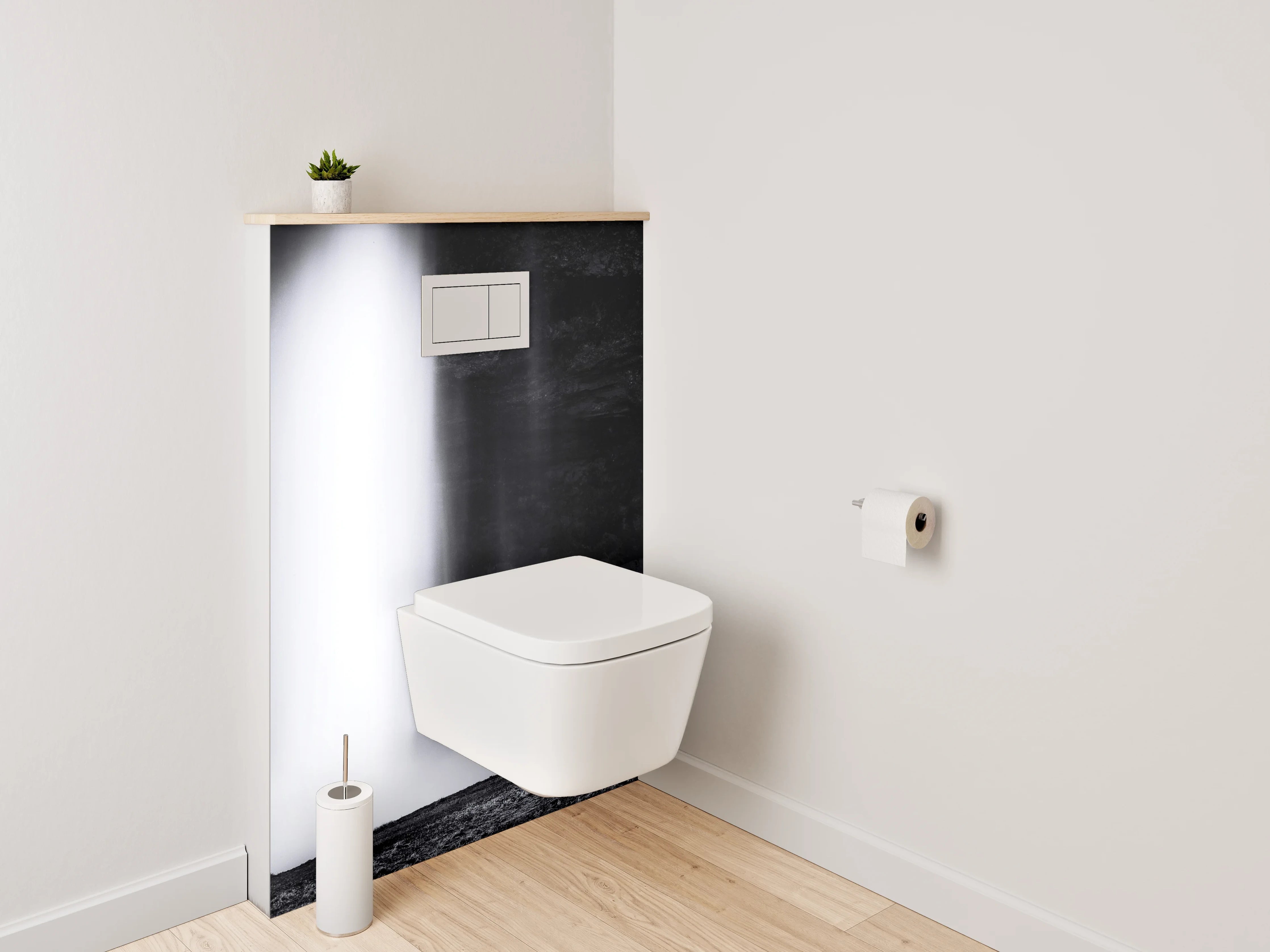 WC-Rückwand - Mystischer Schwarz-Weiß Wasserfall