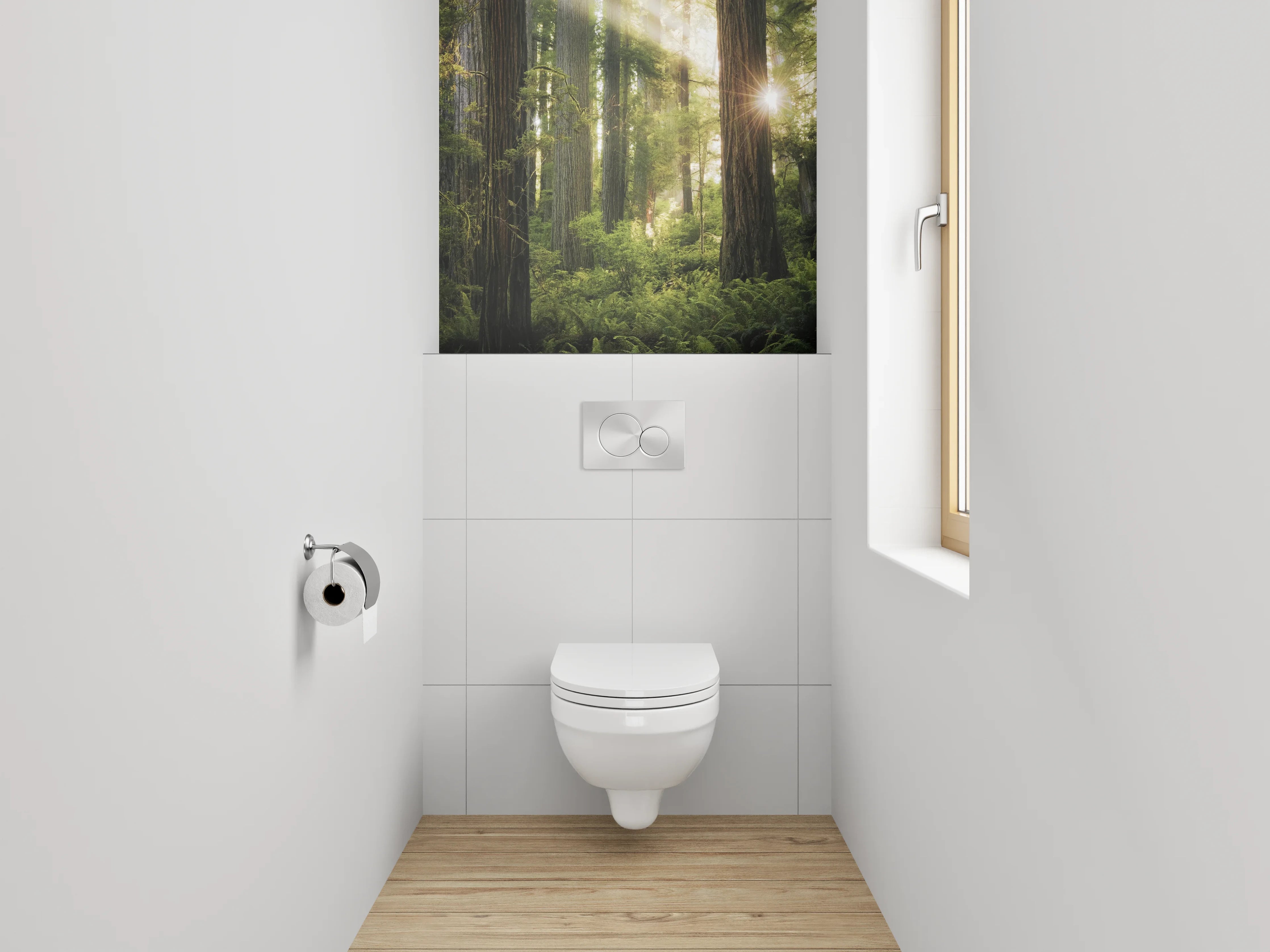 WC-Rückwand - Mystischer Wald Sonnenstrahlen