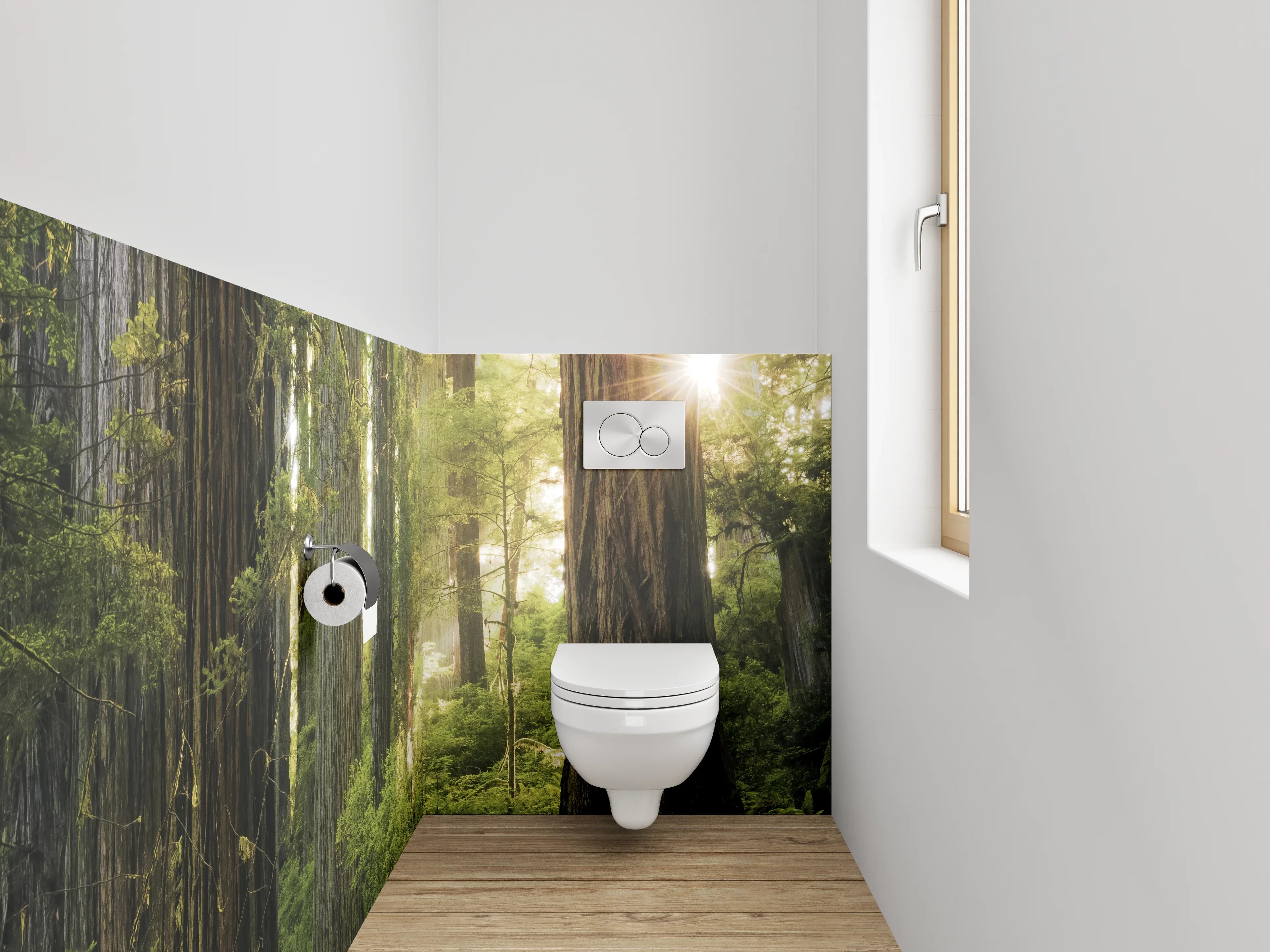 WC-Rückwand - Mystischer Wald Sonnenstrahlen