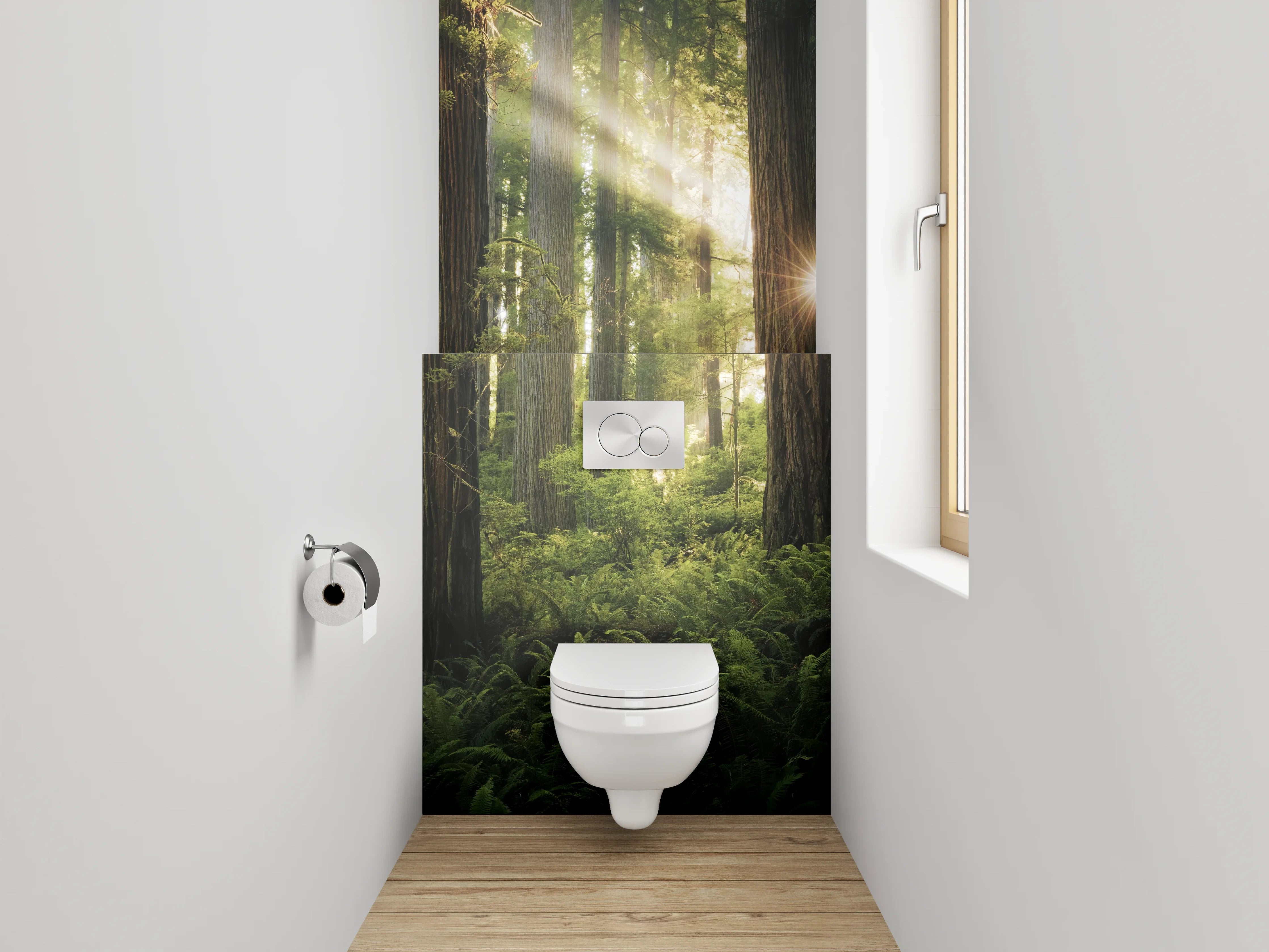 WC-Rückwand - Mystischer Wald Sonnenstrahlen
