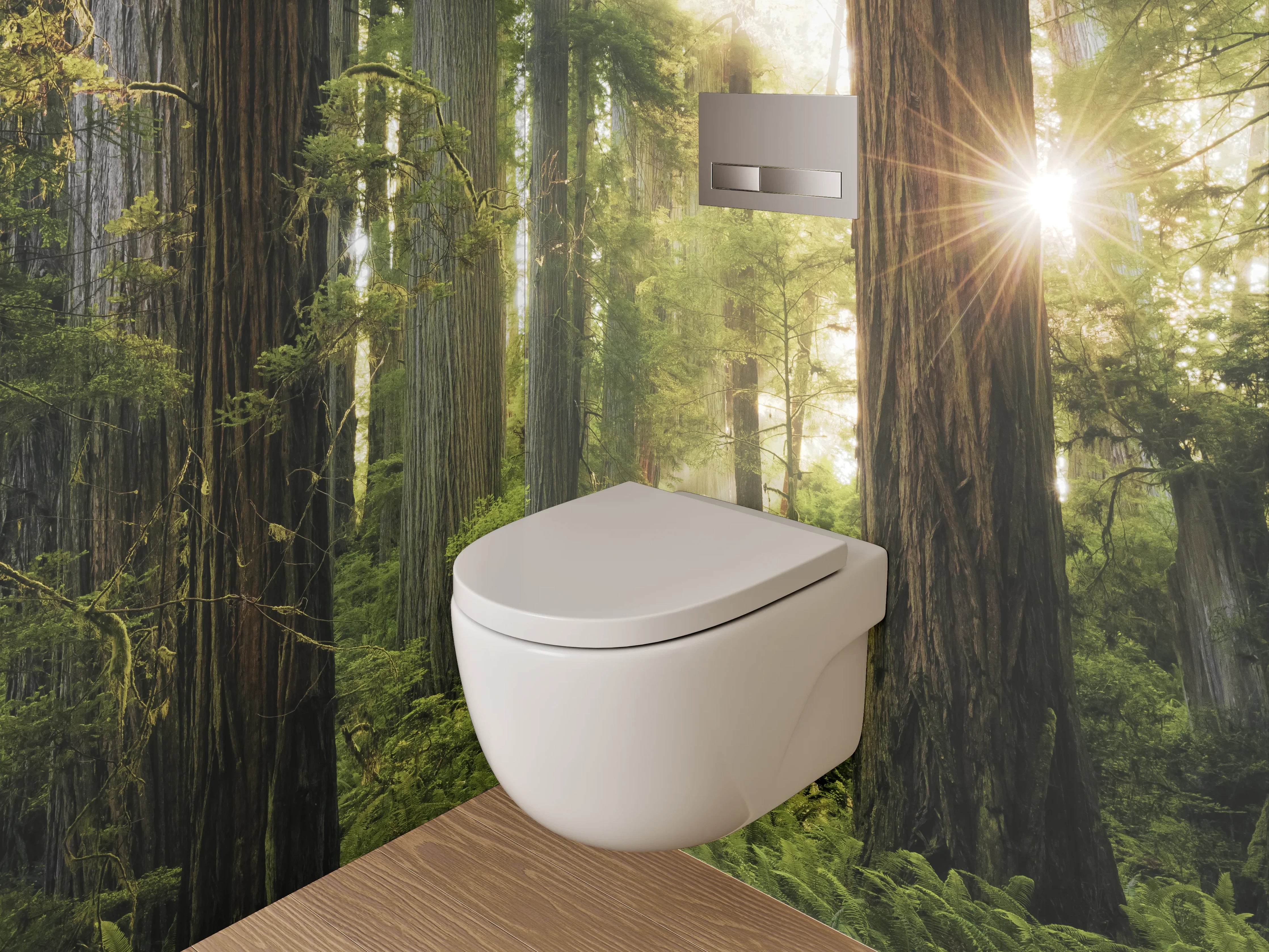 WC-Rückwand - Mystischer Wald Sonnenstrahlen