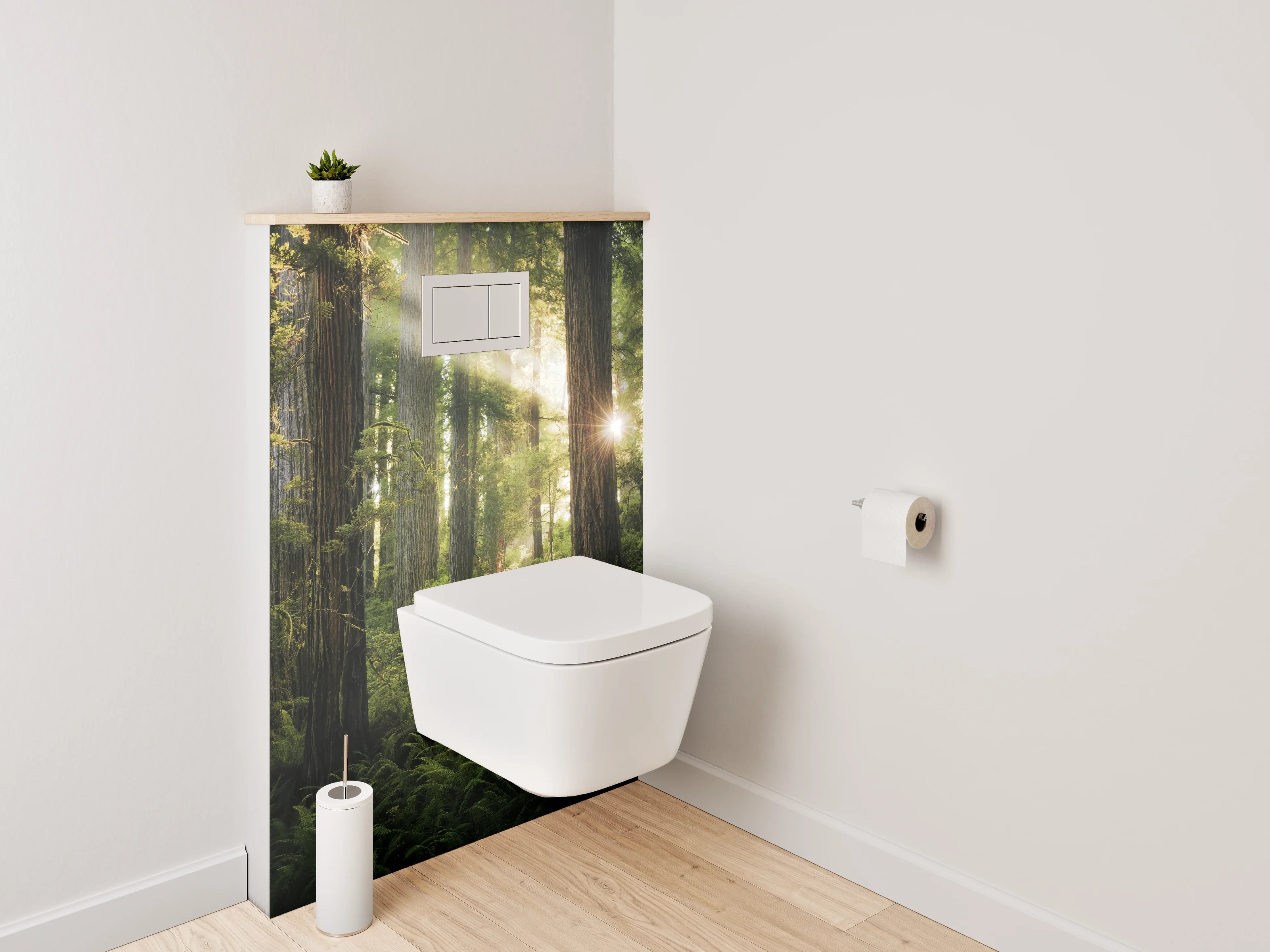 WC-Rückwand - Mystischer Wald Sonnenstrahlen