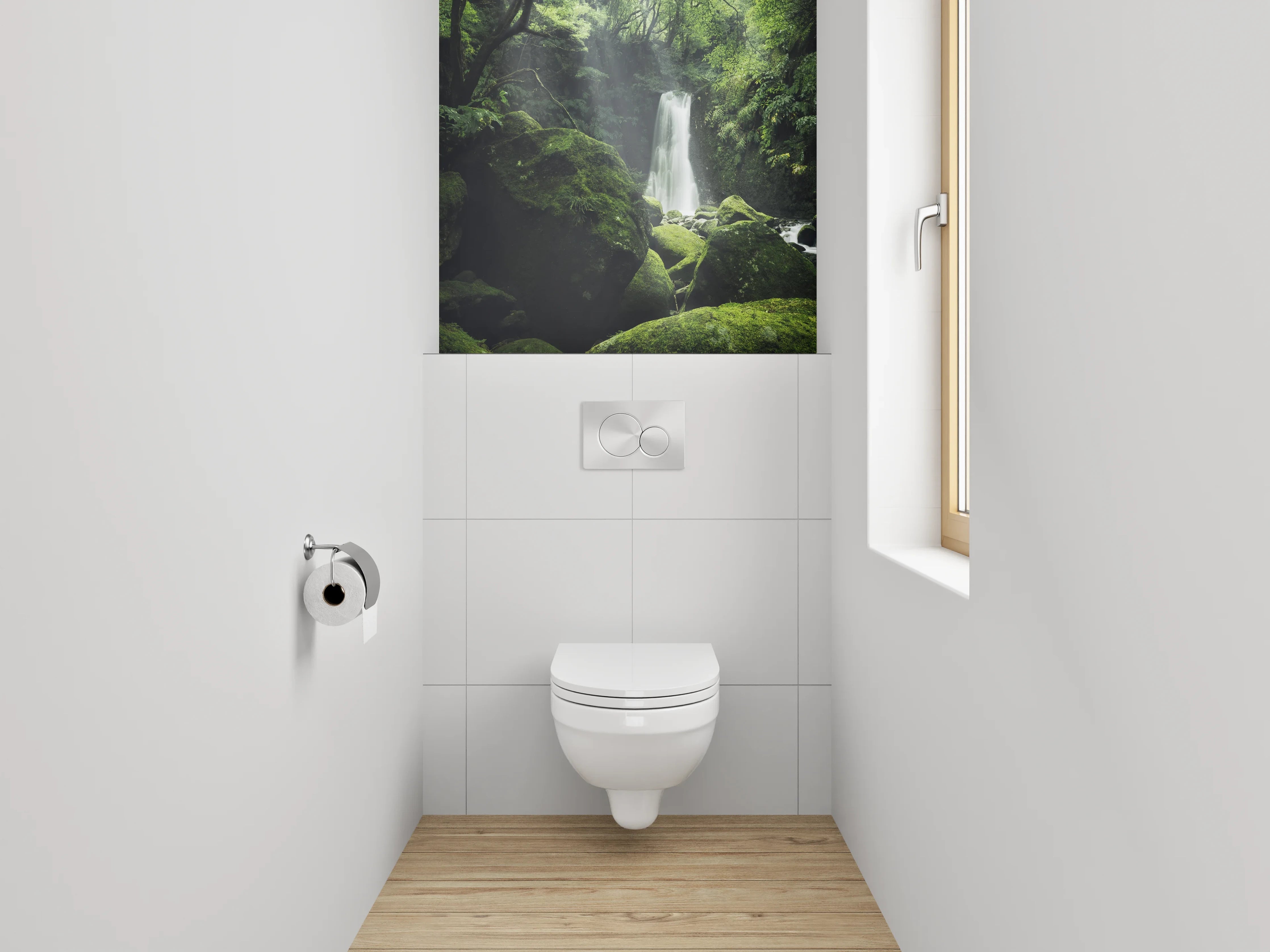 WC-Rückwand - Mystischer Wald mit Wasserfall