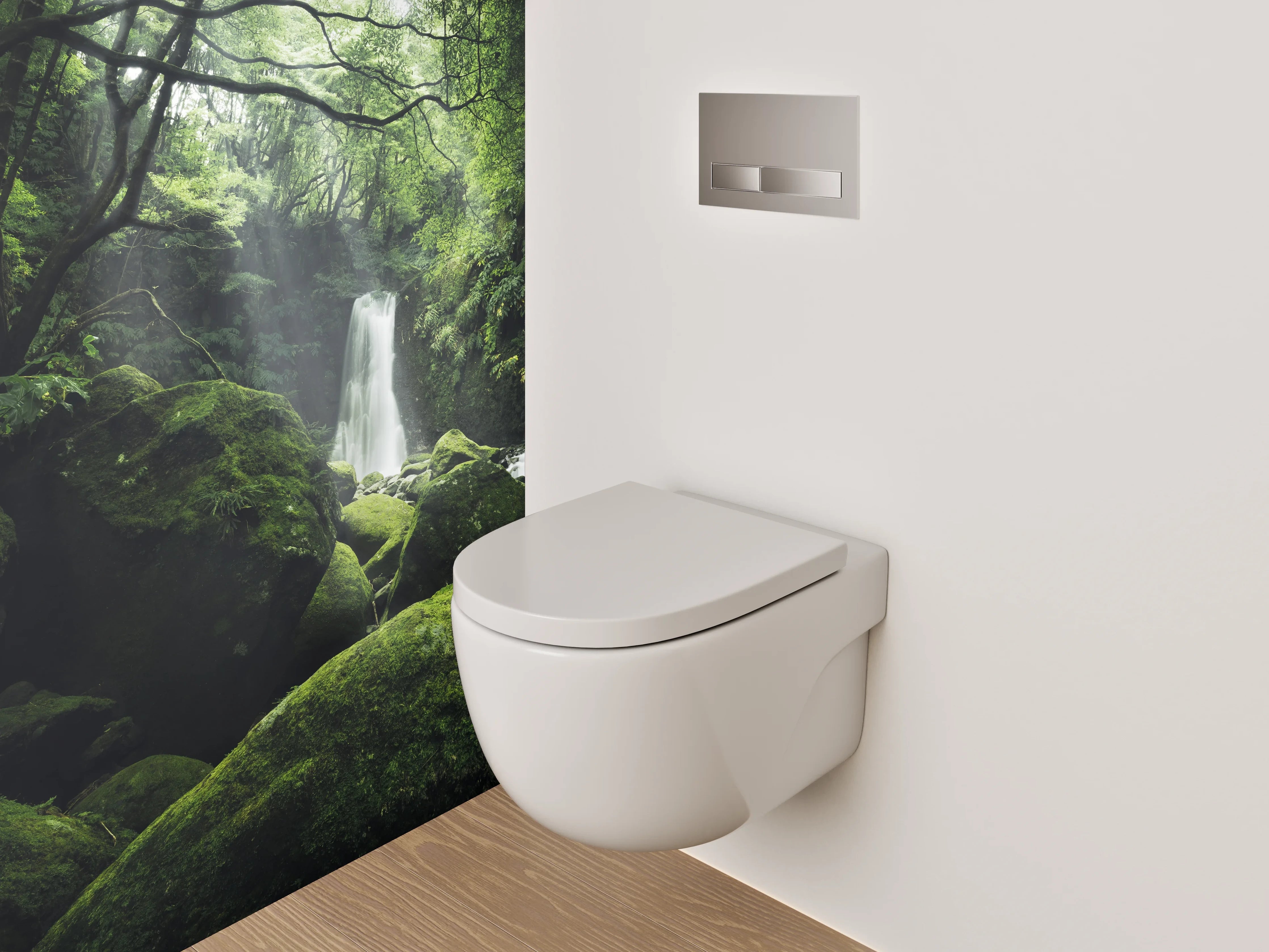 WC-Rückwand - Mystischer Wald mit Wasserfall