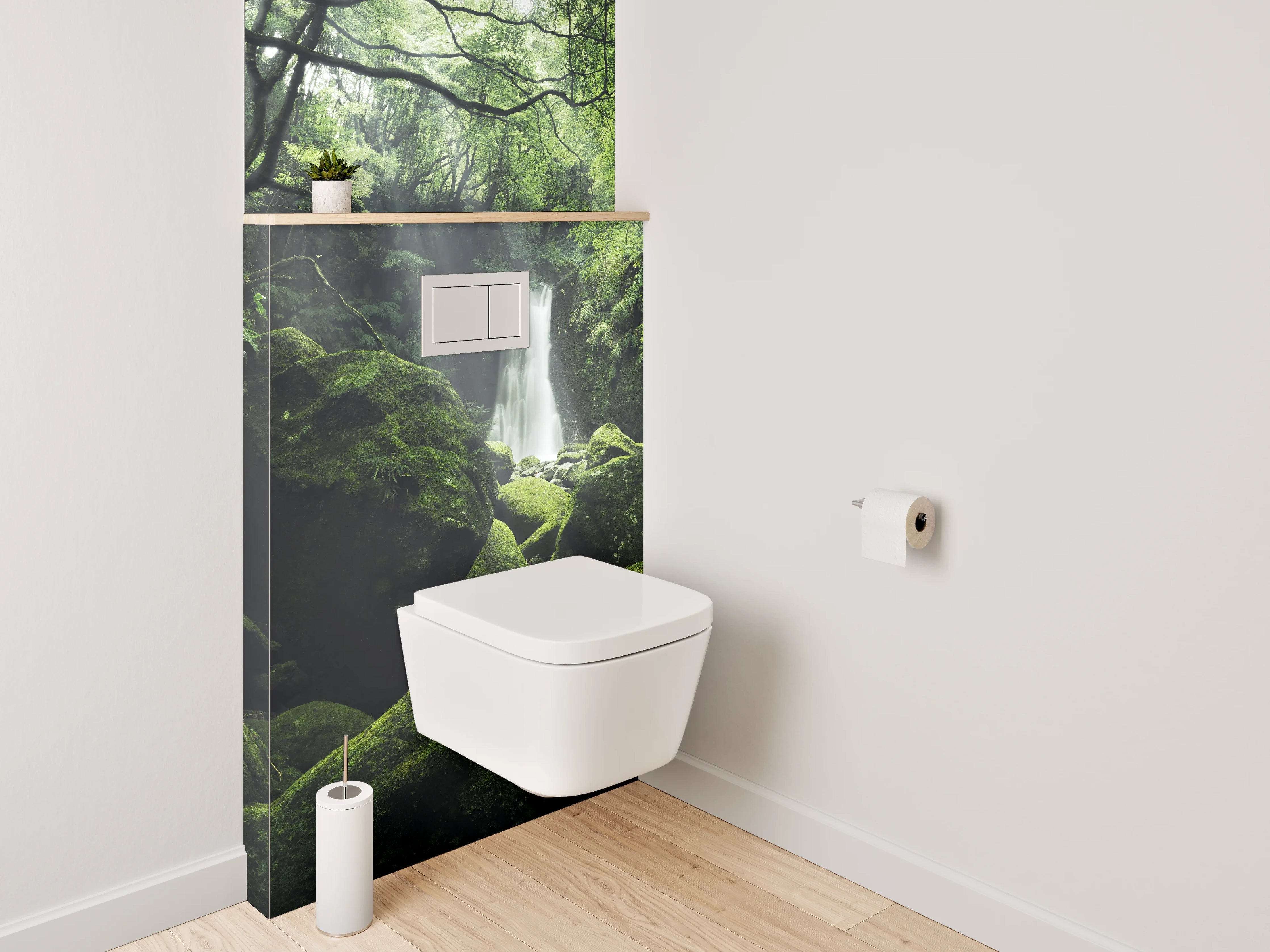 WC-Rückwand - Mystischer Wald mit Wasserfall