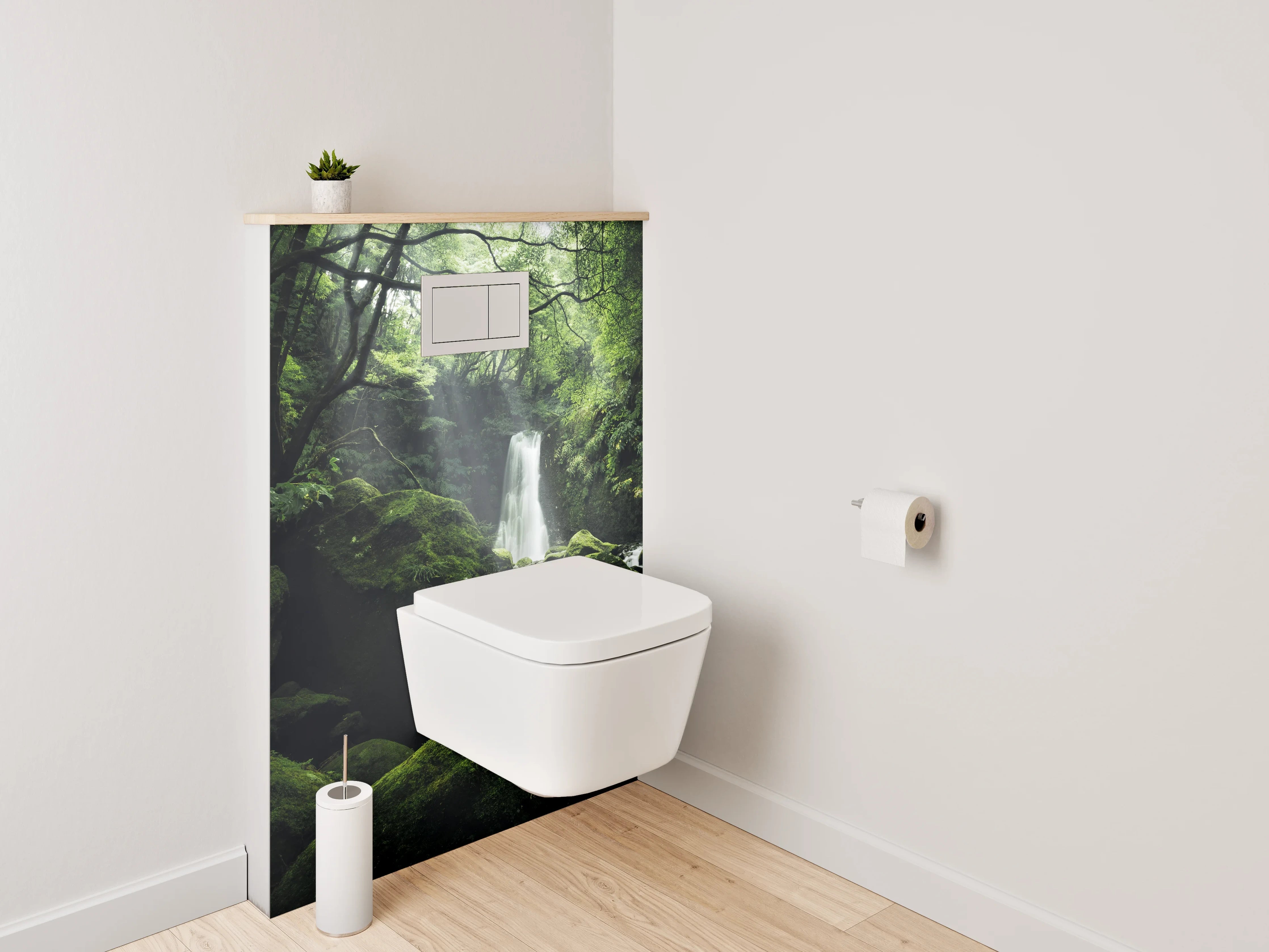 WC-Rückwand - Mystischer Wald mit Wasserfall