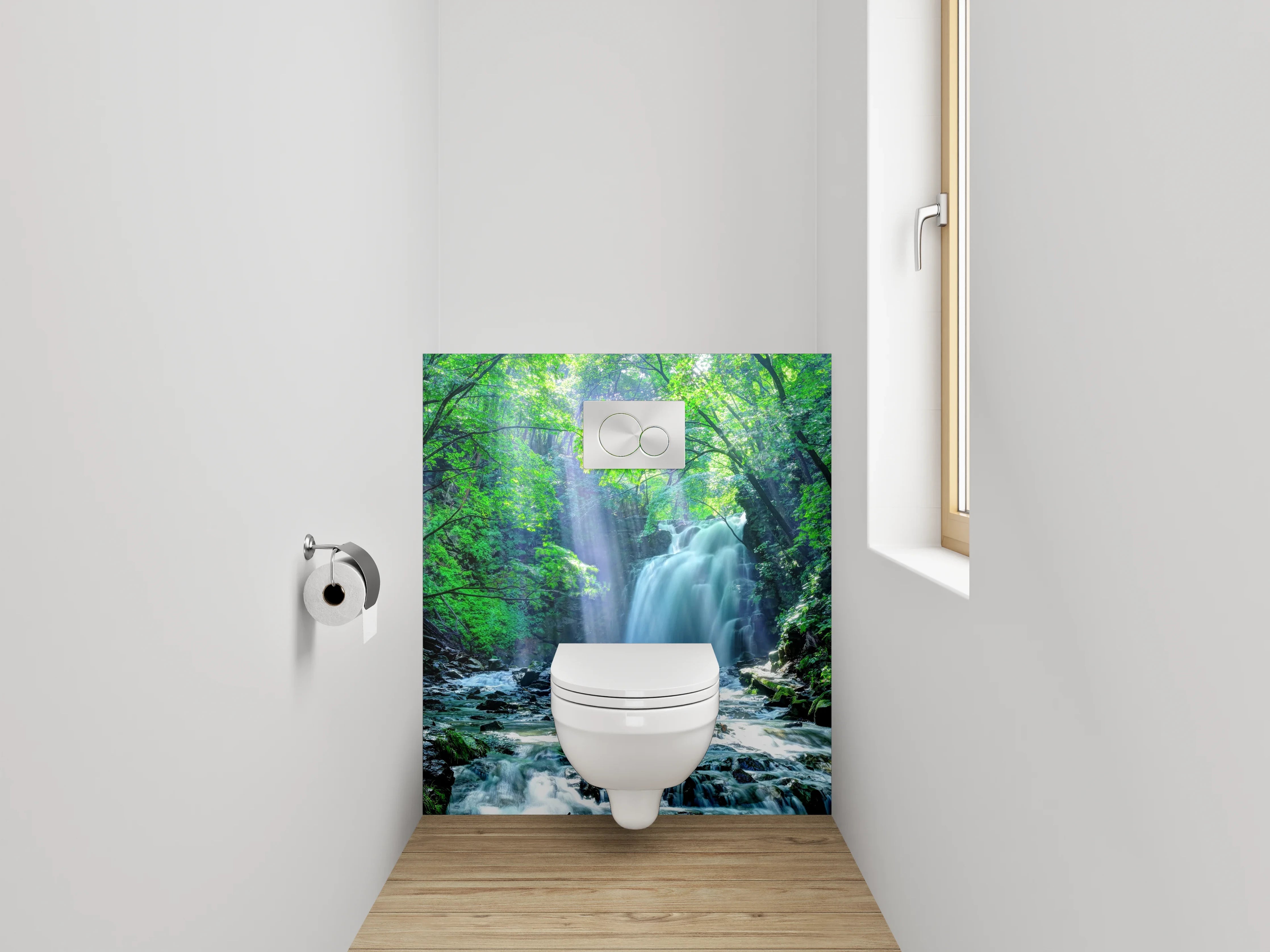 WC-Rückwand - Mystischer Waldwasserfall Naturidylle