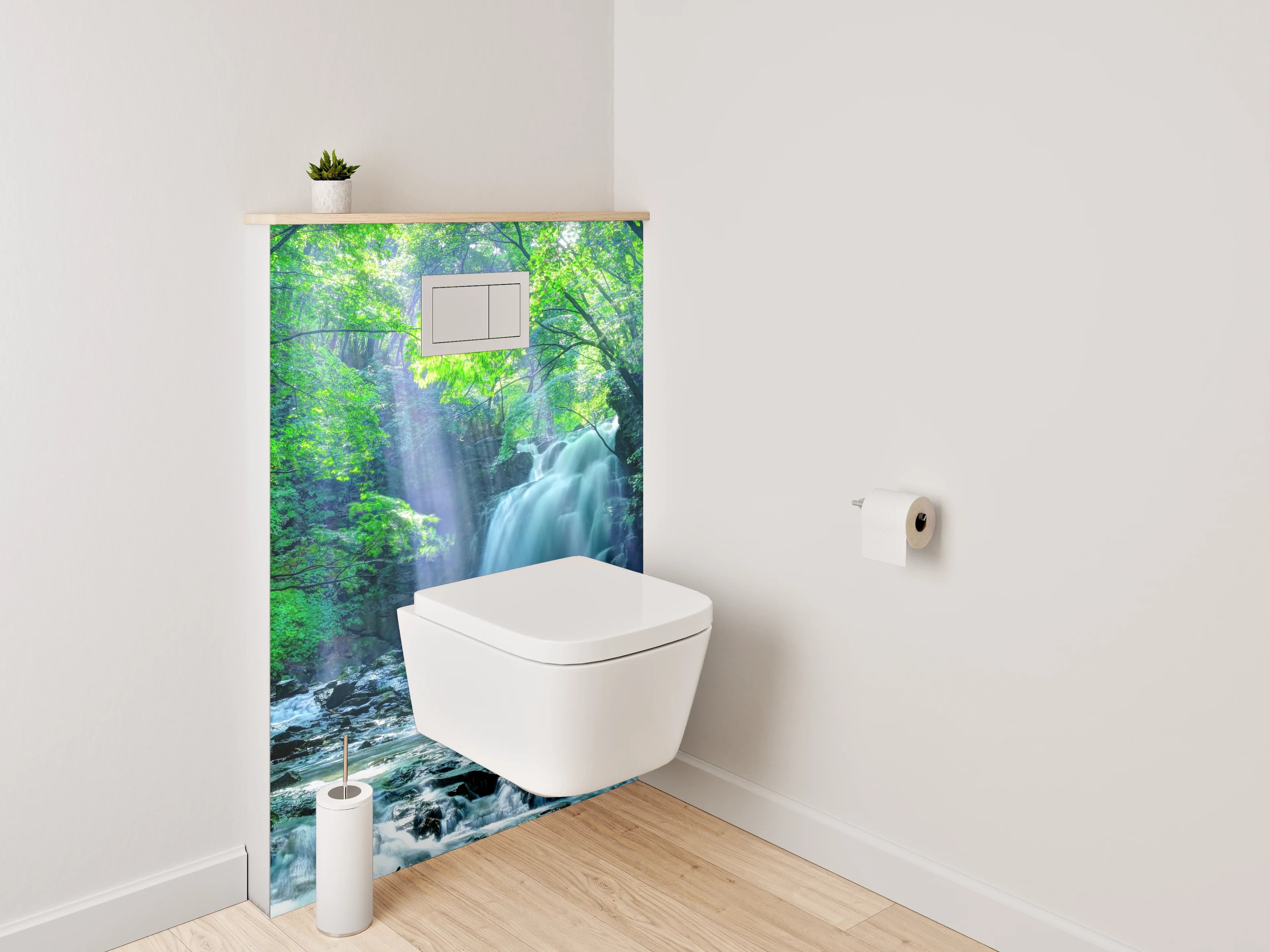 WC-Rückwand - Mystischer Waldwasserfall Naturidylle